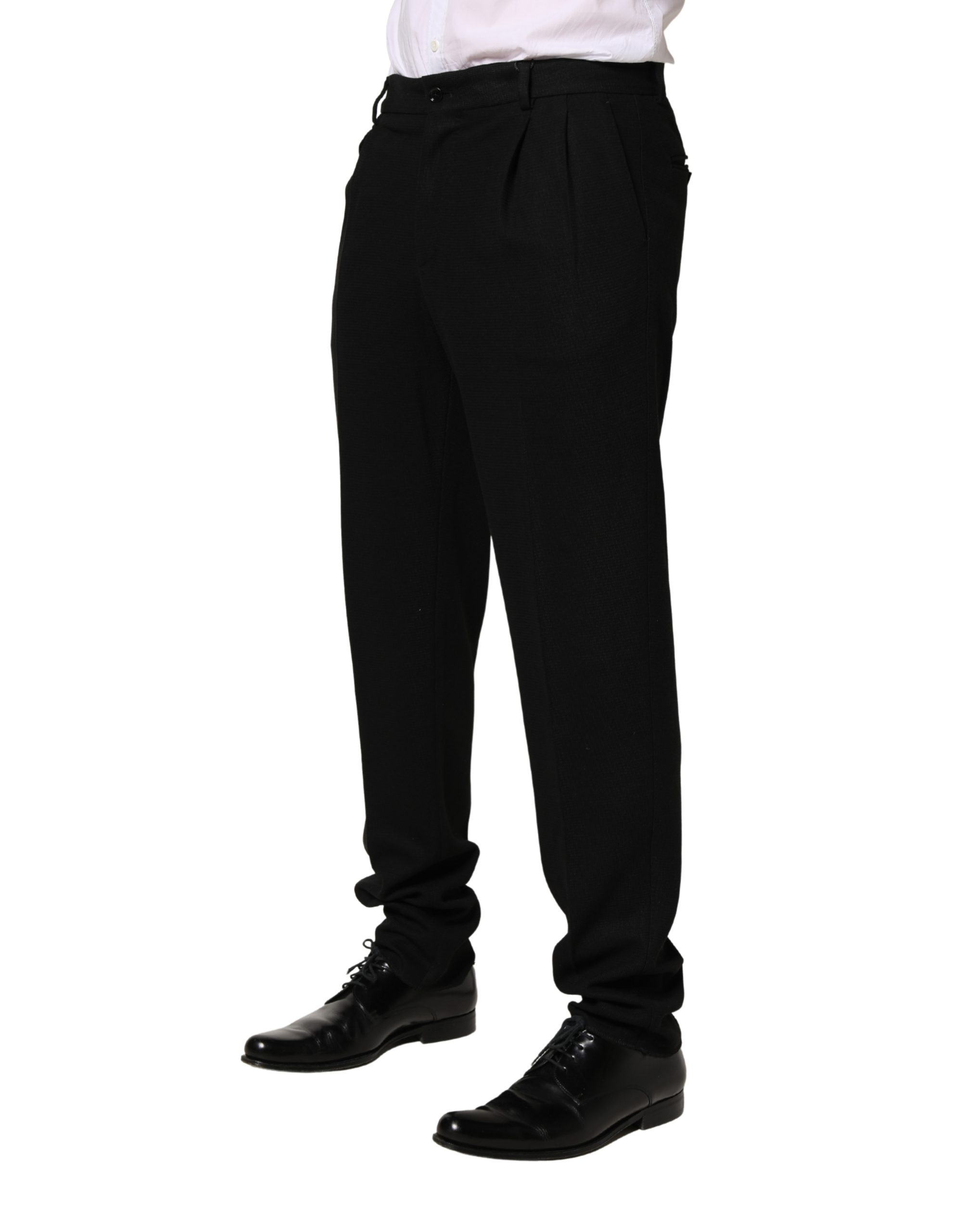 Dolce & Gabbana Black Wool Skinny Men Dress Trouser Pants - Image 3