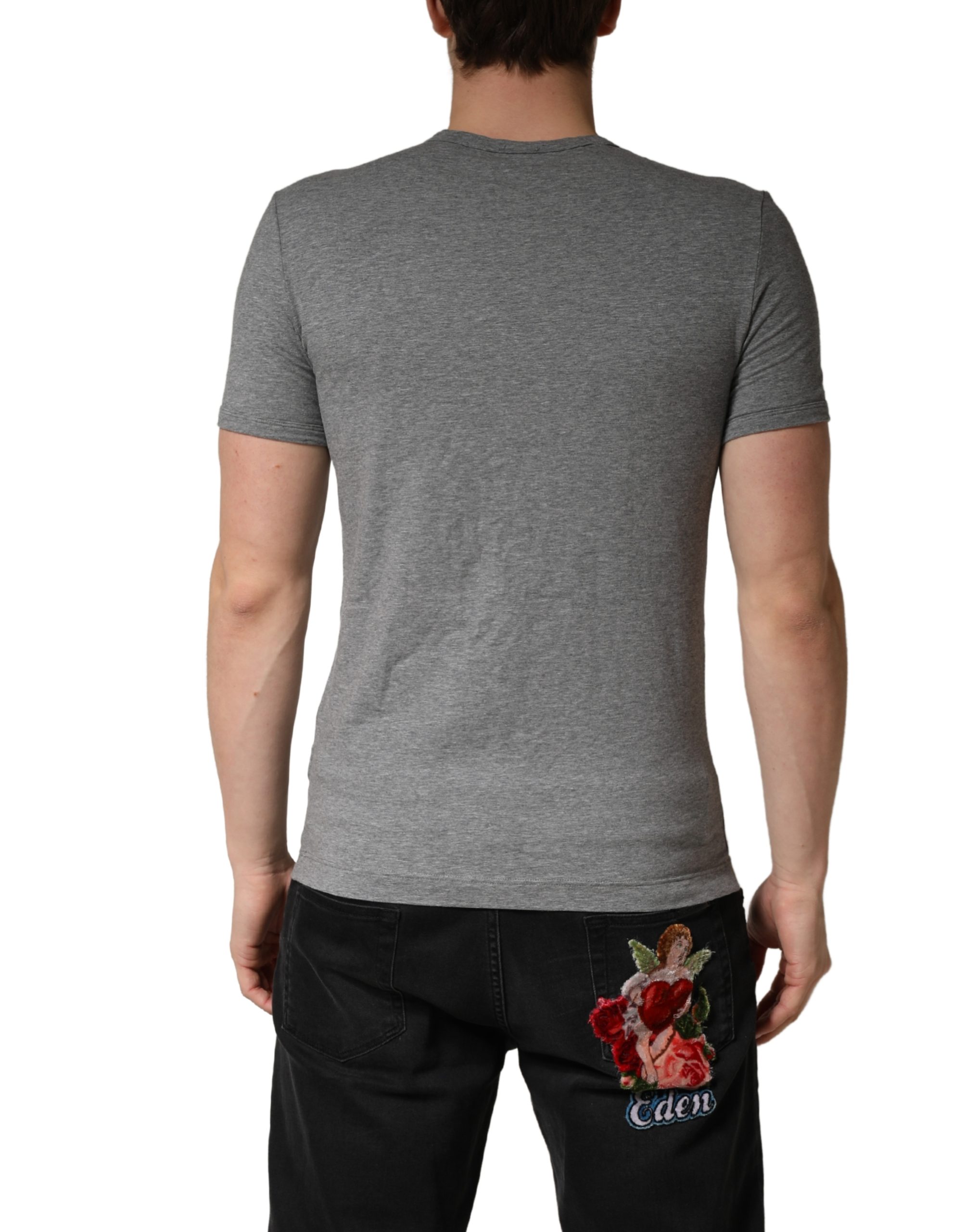 Dolce & Gabbana Gray DG Logo Crew Neck Men Underwear T-shirt - Image 4