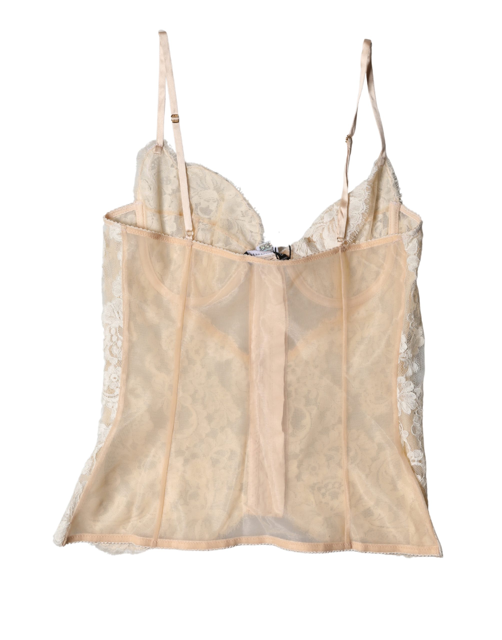Dolce & Gabbana Beige Floral Lace Corset Lingerie Underwear - Image 4