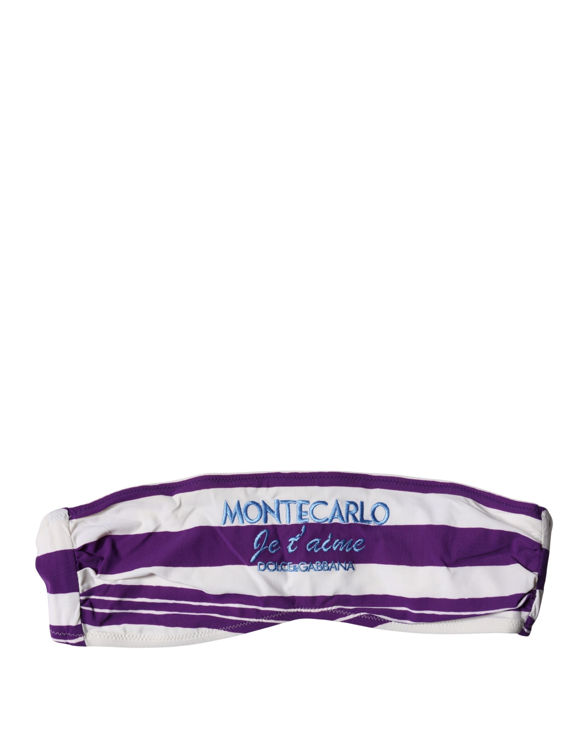 Dolce & Gabbana Purple White Stripes Nylon Bandeau Swimwear - Image 2