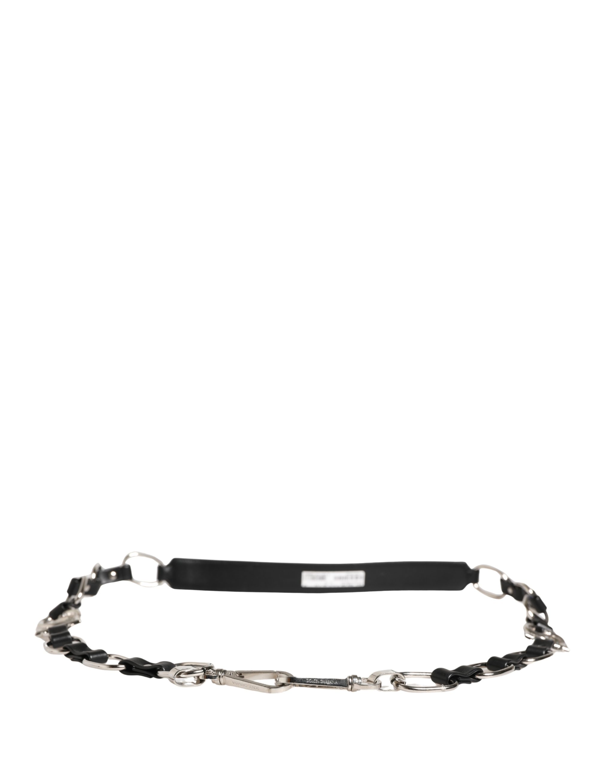 Dolce & Gabbana Black Leather Silver Chain Bag Accessory Shoulder Strap - Image 2