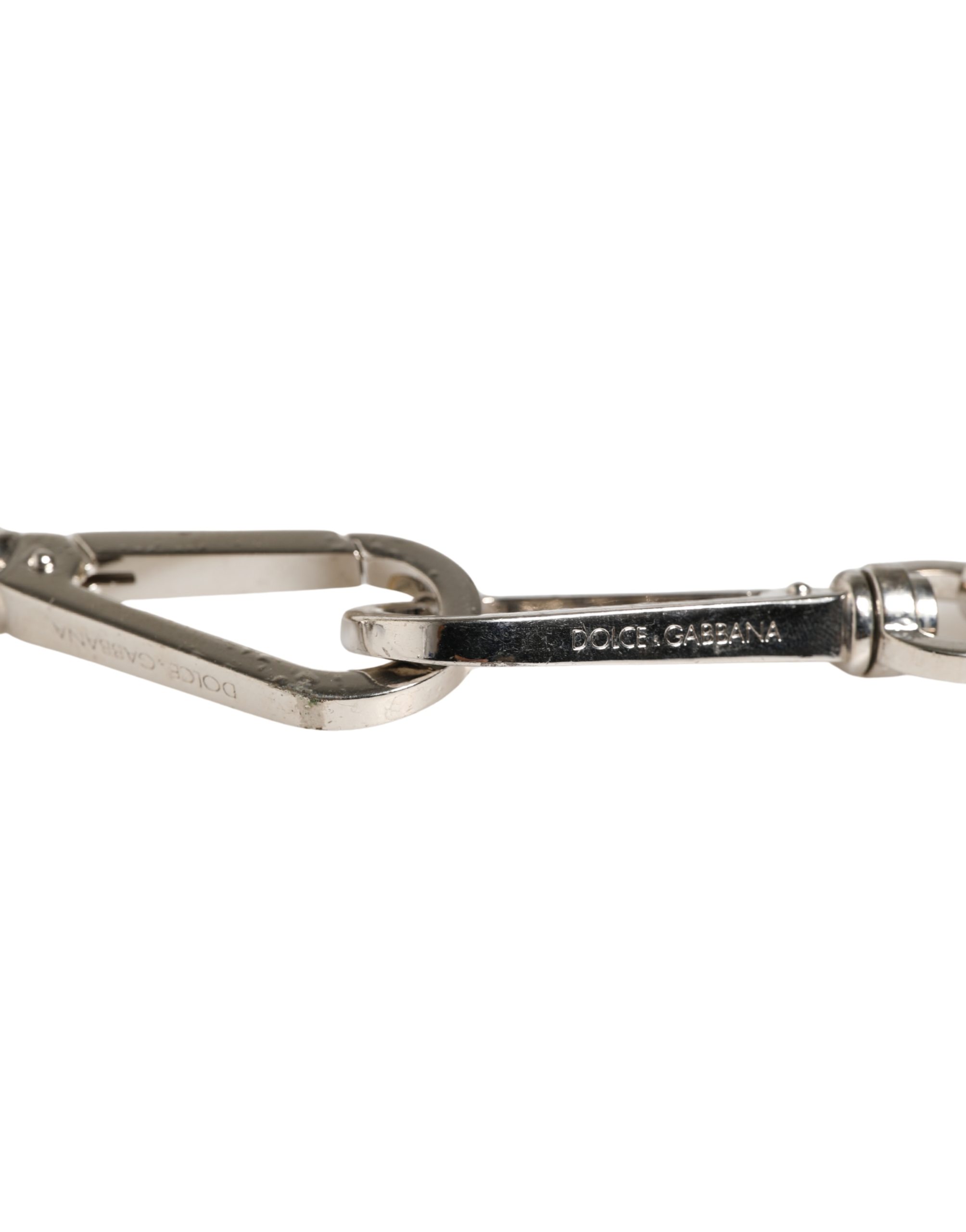 Dolce & Gabbana Black Leather Silver Chain Bag Accessory Shoulder Strap - Image 3