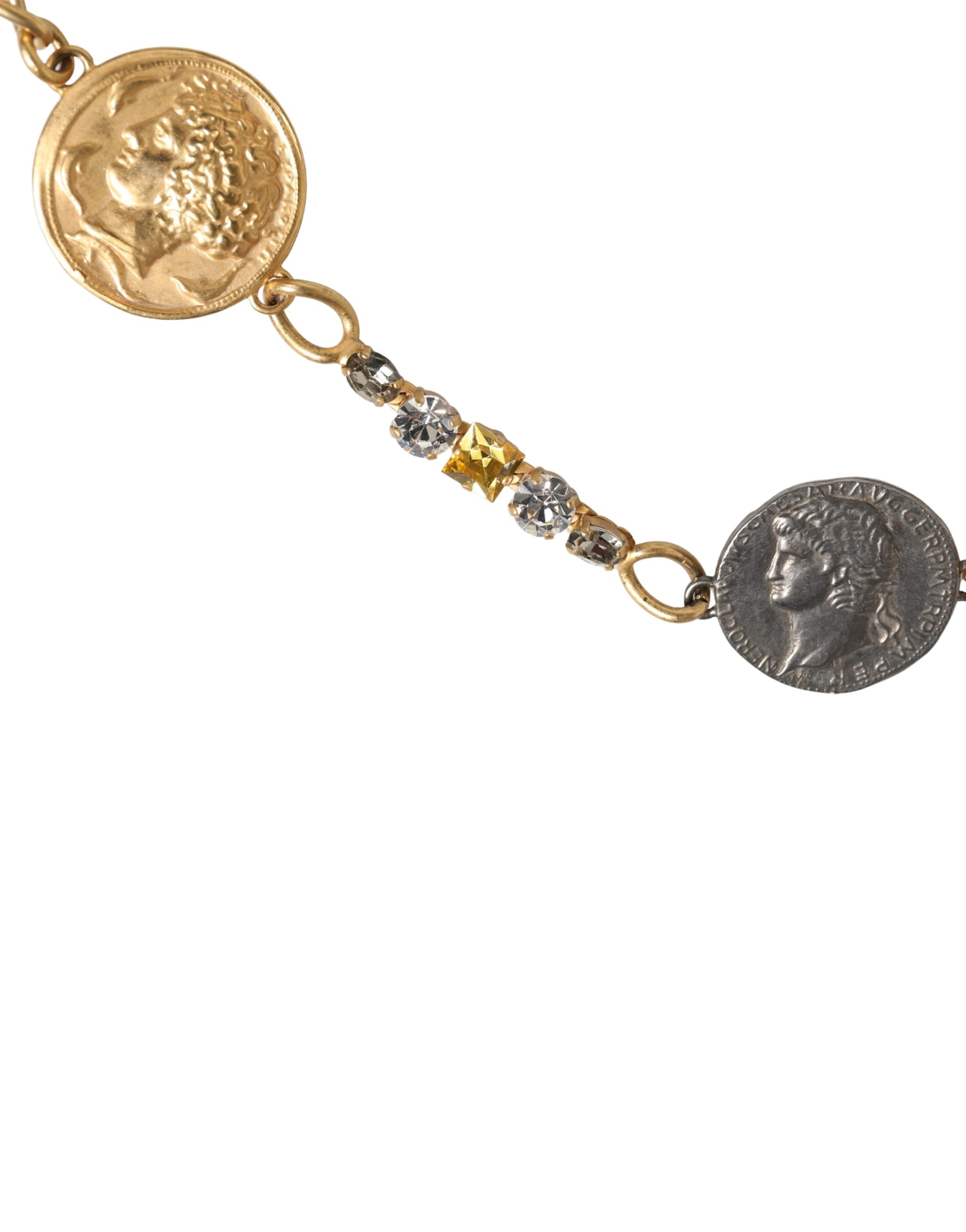 Dolce & Gabbana Gold Brass Chain Coin Embellished Metal Buckle Belt - Image 5