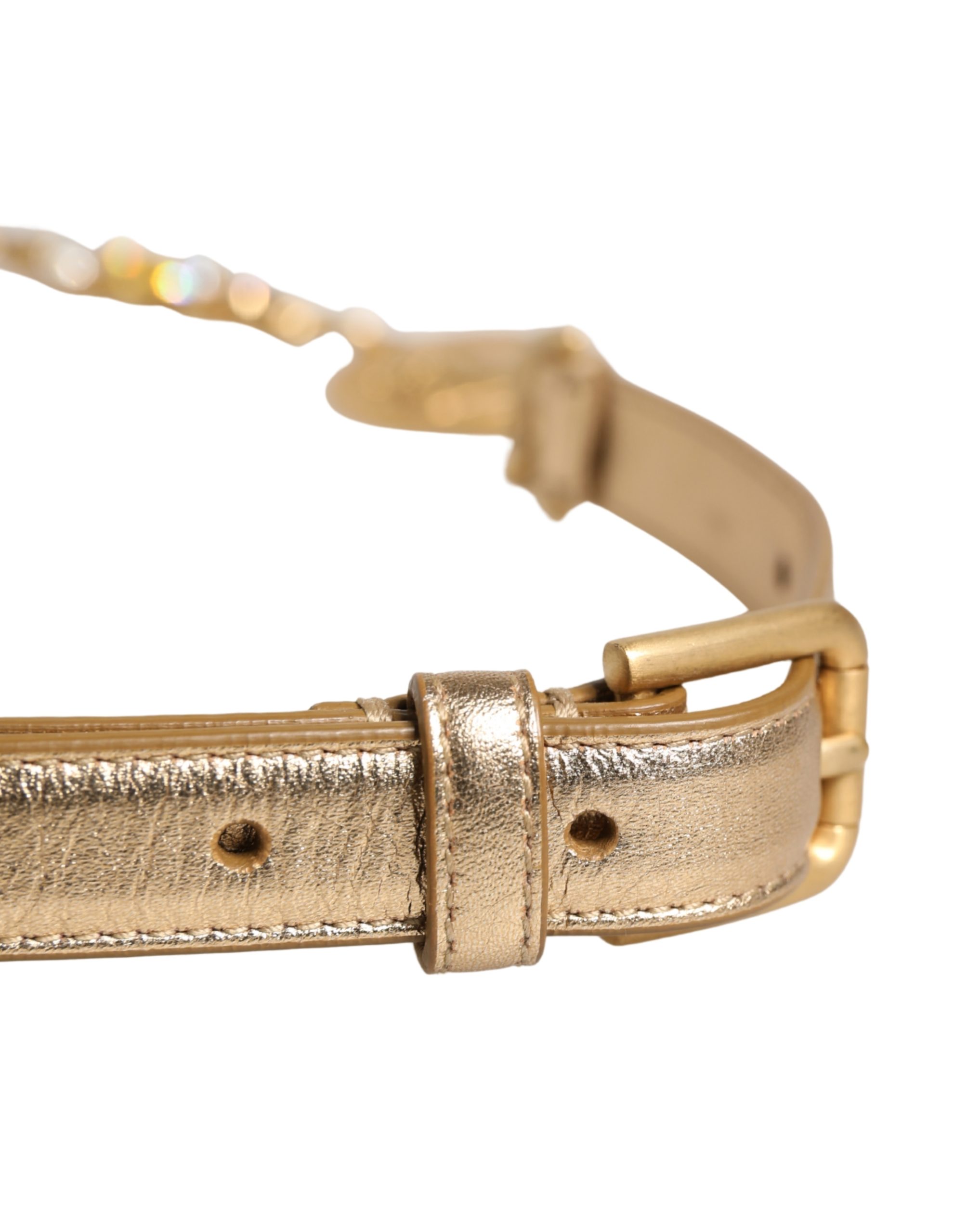 Dolce & Gabbana Gold Brass Chain Coin Embellished Metal Buckle Belt - Image 6