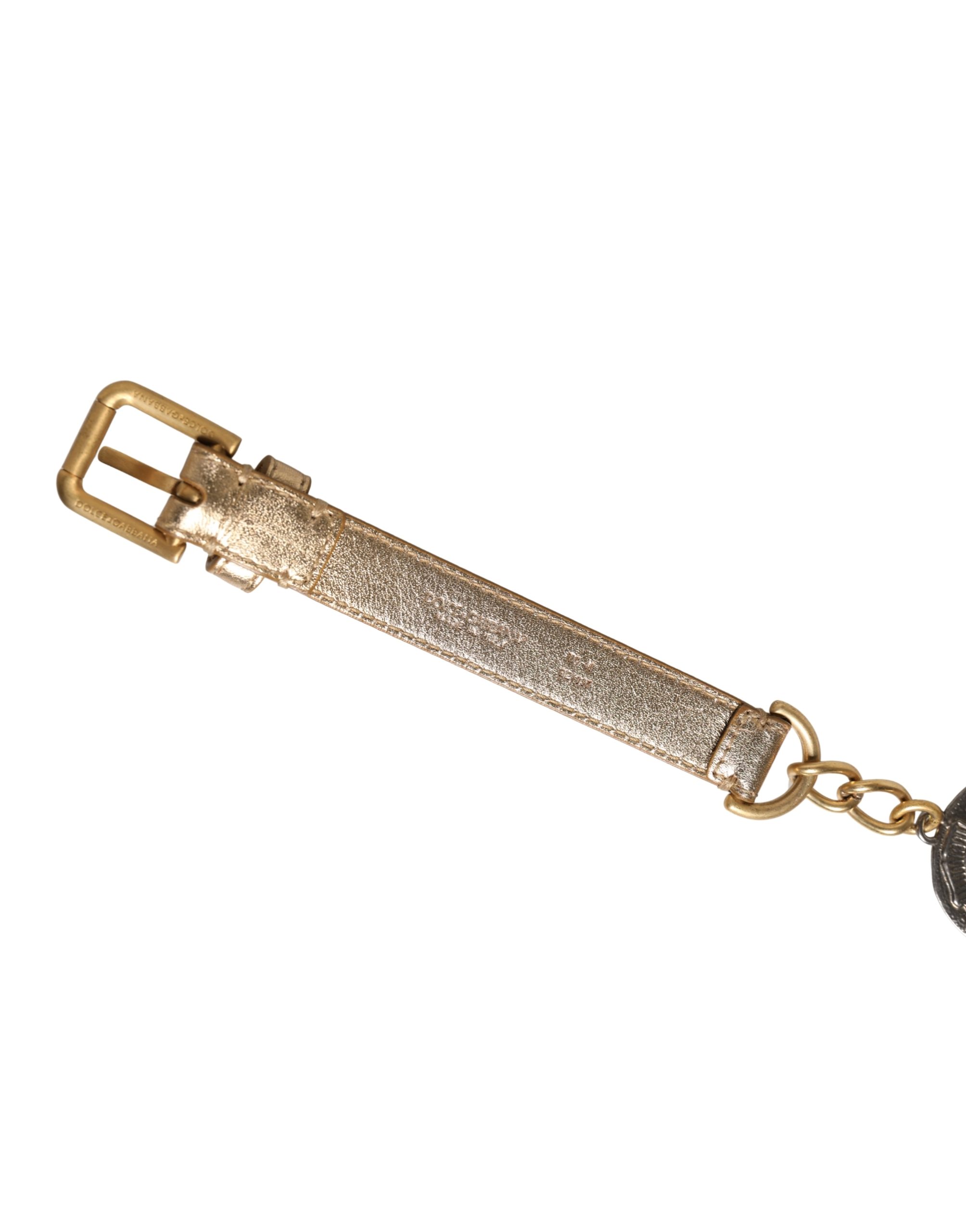 Dolce & Gabbana Gold Brass Chain Coin Embellished Metal Buckle Belt - Image 7