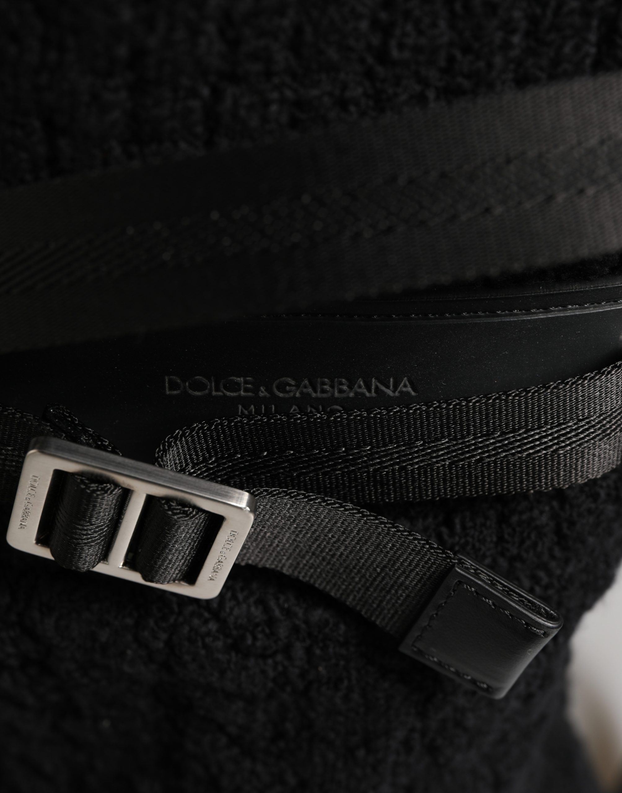 Dolce & Gabbana Black Tricot Wool Blend Duffel Backpack Travel Borse Bag - Image 7