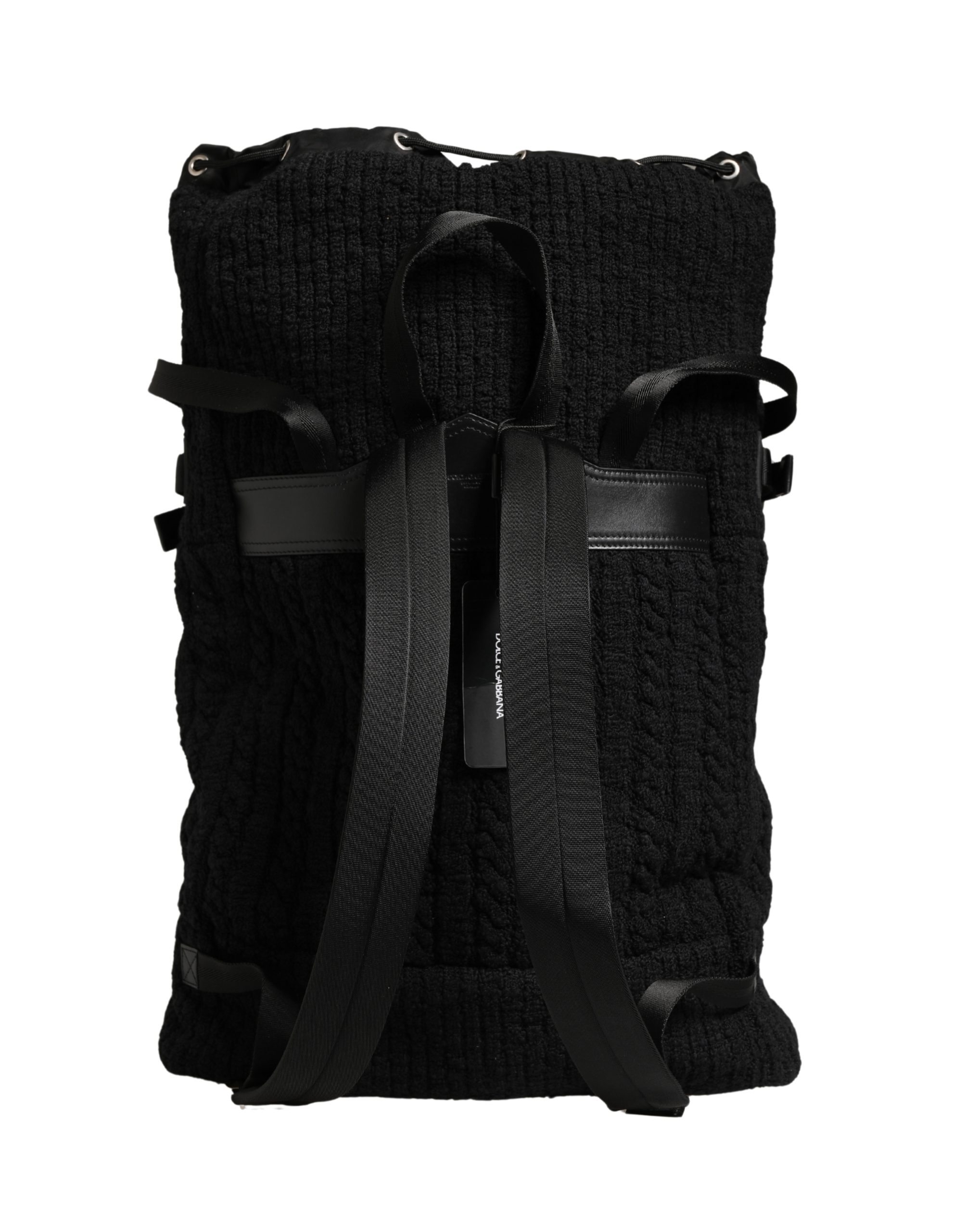 Dolce & Gabbana Black Tricot Wool Blend Duffel Backpack Travel Borse Bag - Image 8