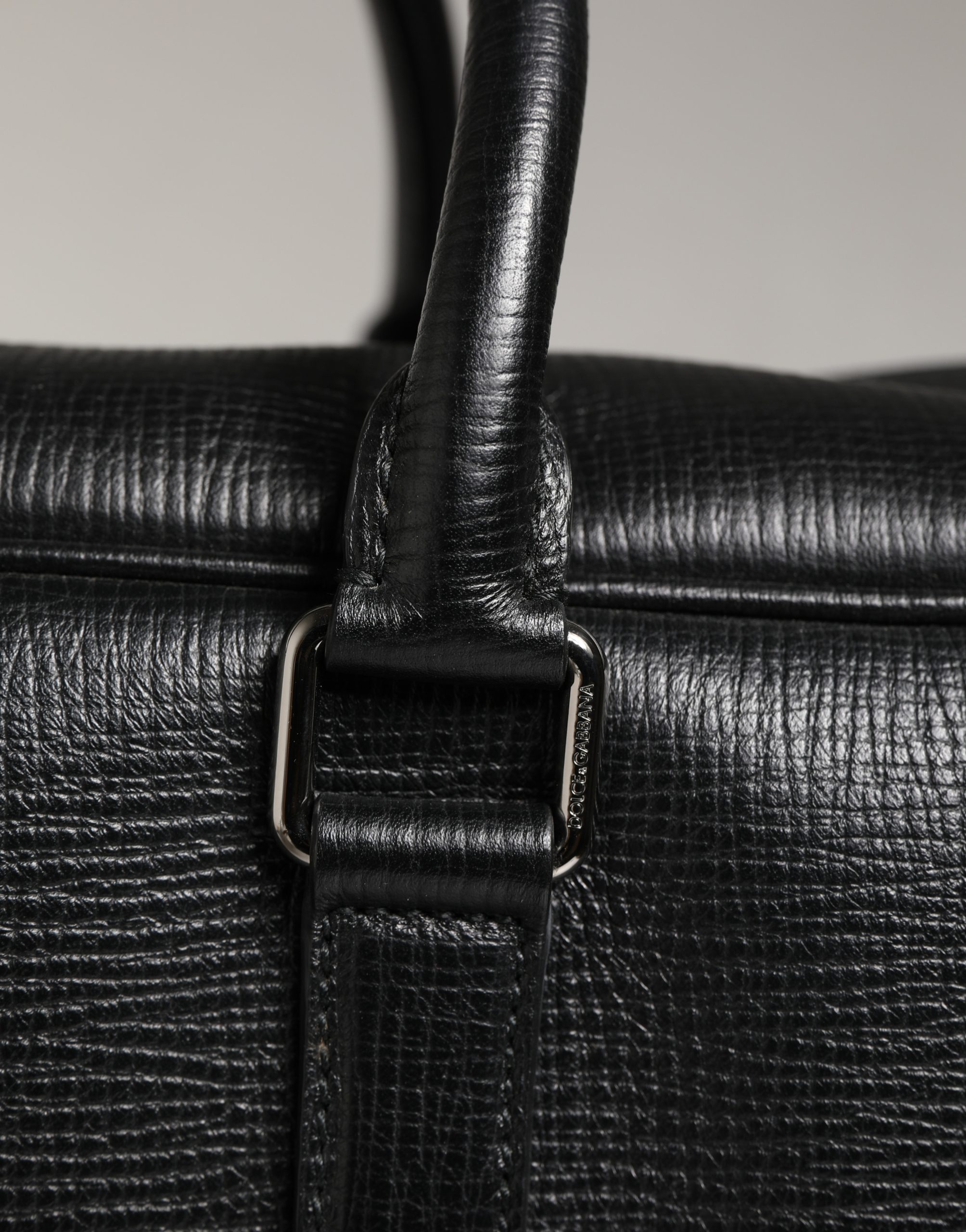 Dolce & Gabbana Black Car Man Applique Leather Weekender Borse Bag - Image 7