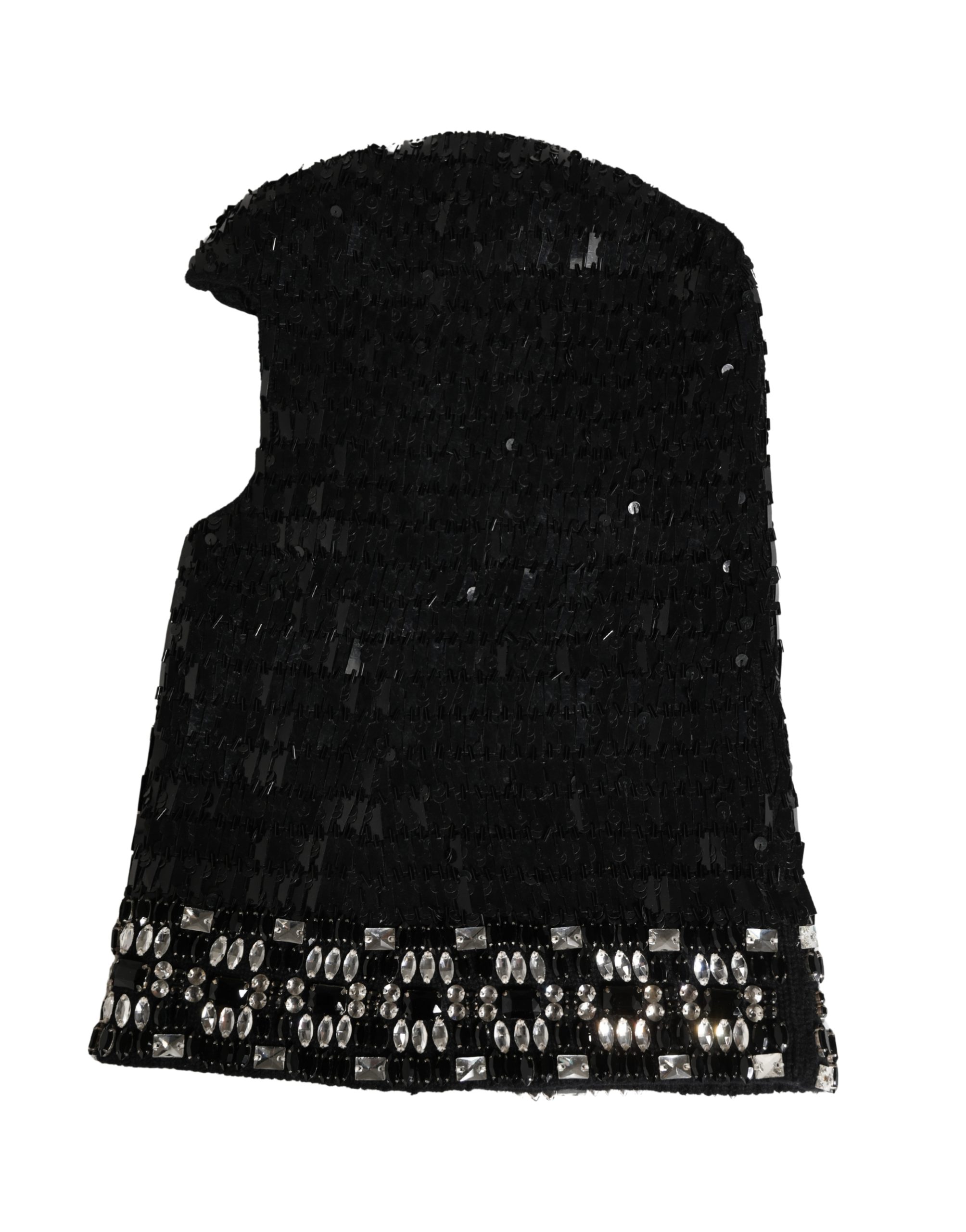 Dolce & Gabbana Black Wool Crystal Embellished Balaclava Hat - Image 2