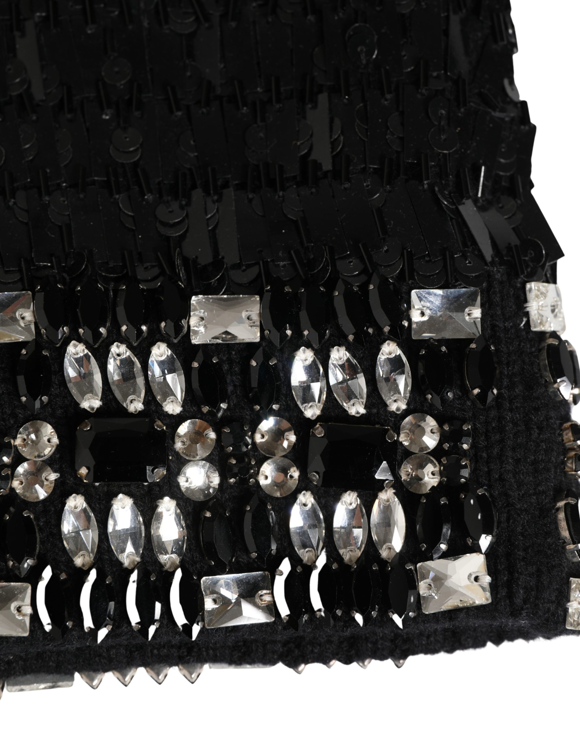 Dolce & Gabbana Black Wool Crystal Embellished Balaclava Hat - Image 3