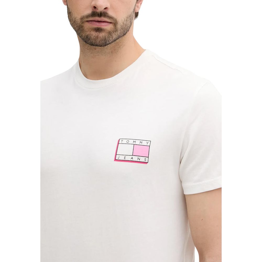 Tommy Hilfiger Jeans Cream Recycled Cotton T-Shirt - Image 3