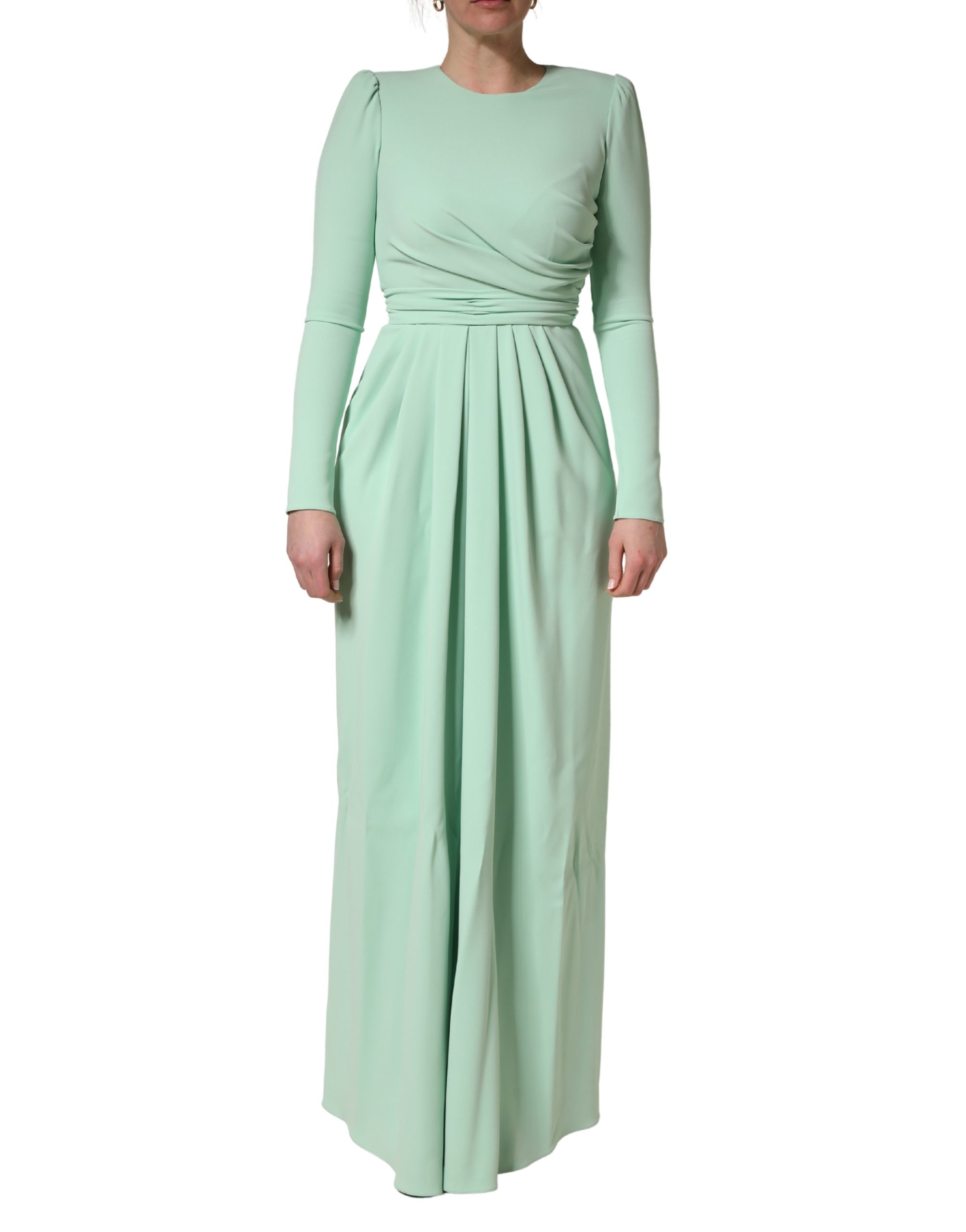 Dolce & Gabbana Green Viscose Long Sleeves Long Gown Dress - Image 2