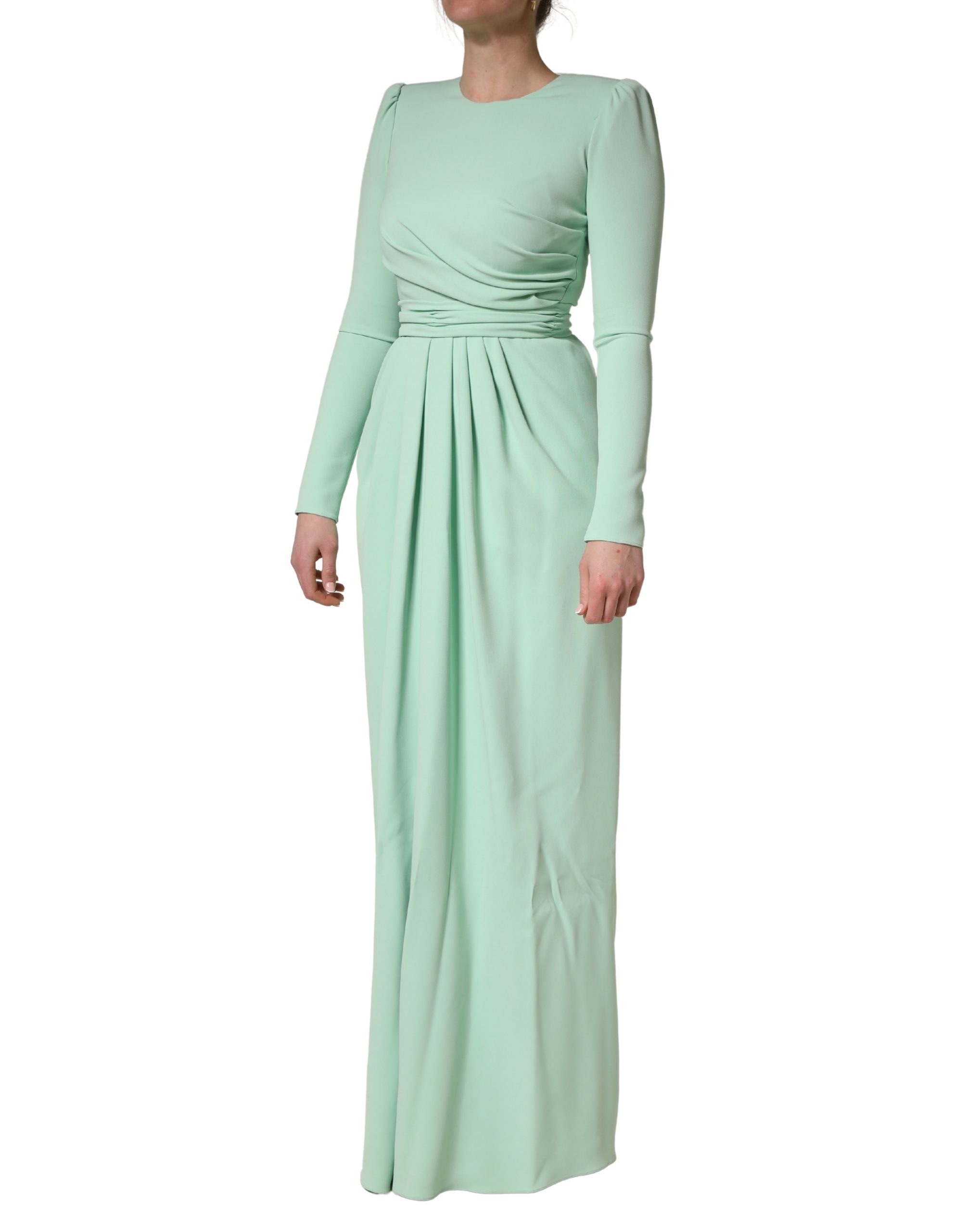 Dolce & Gabbana Green Viscose Long Sleeves Long Gown Dress - Image 3