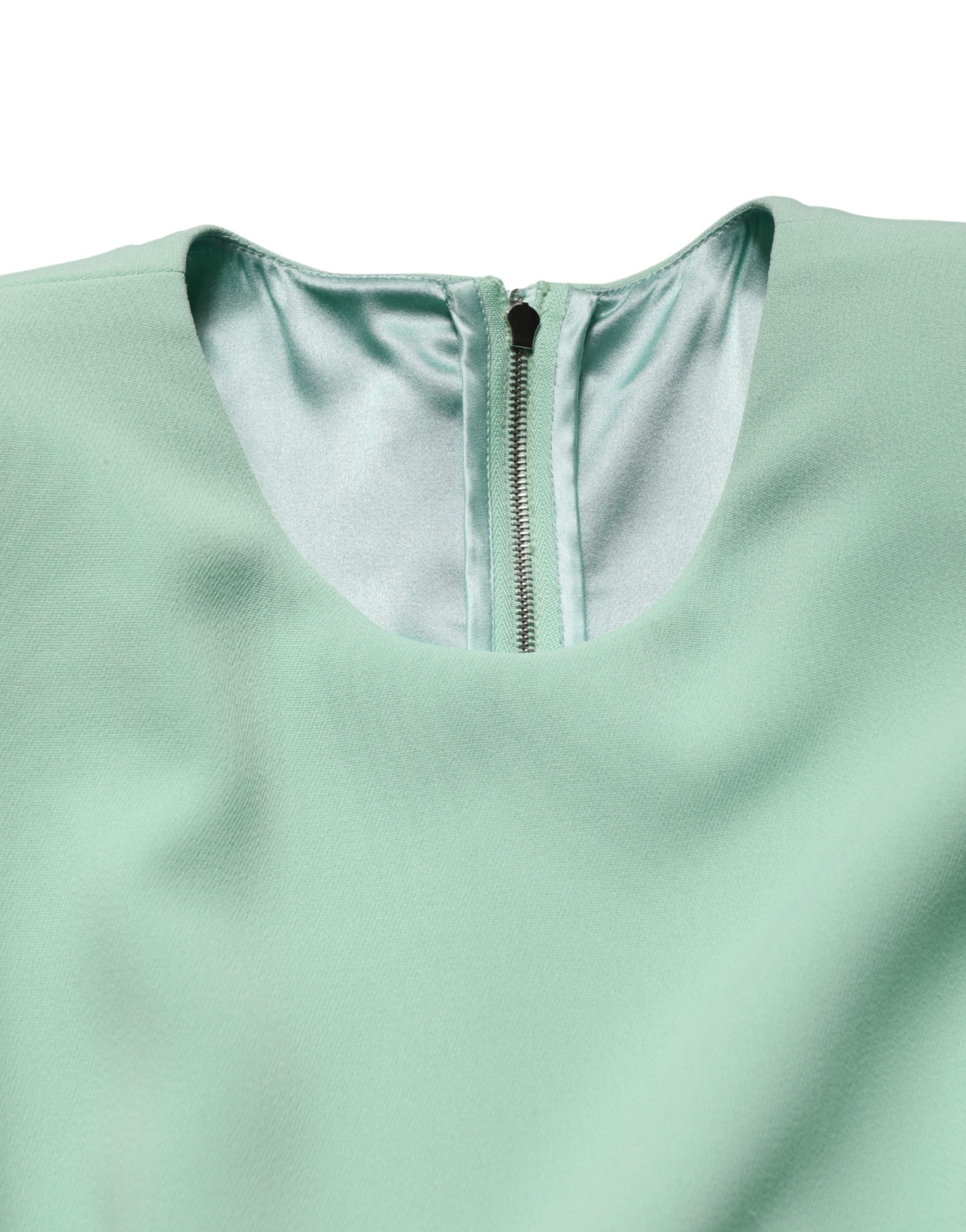 Dolce & Gabbana Green Viscose Long Sleeves Long Gown Dress - Image 6