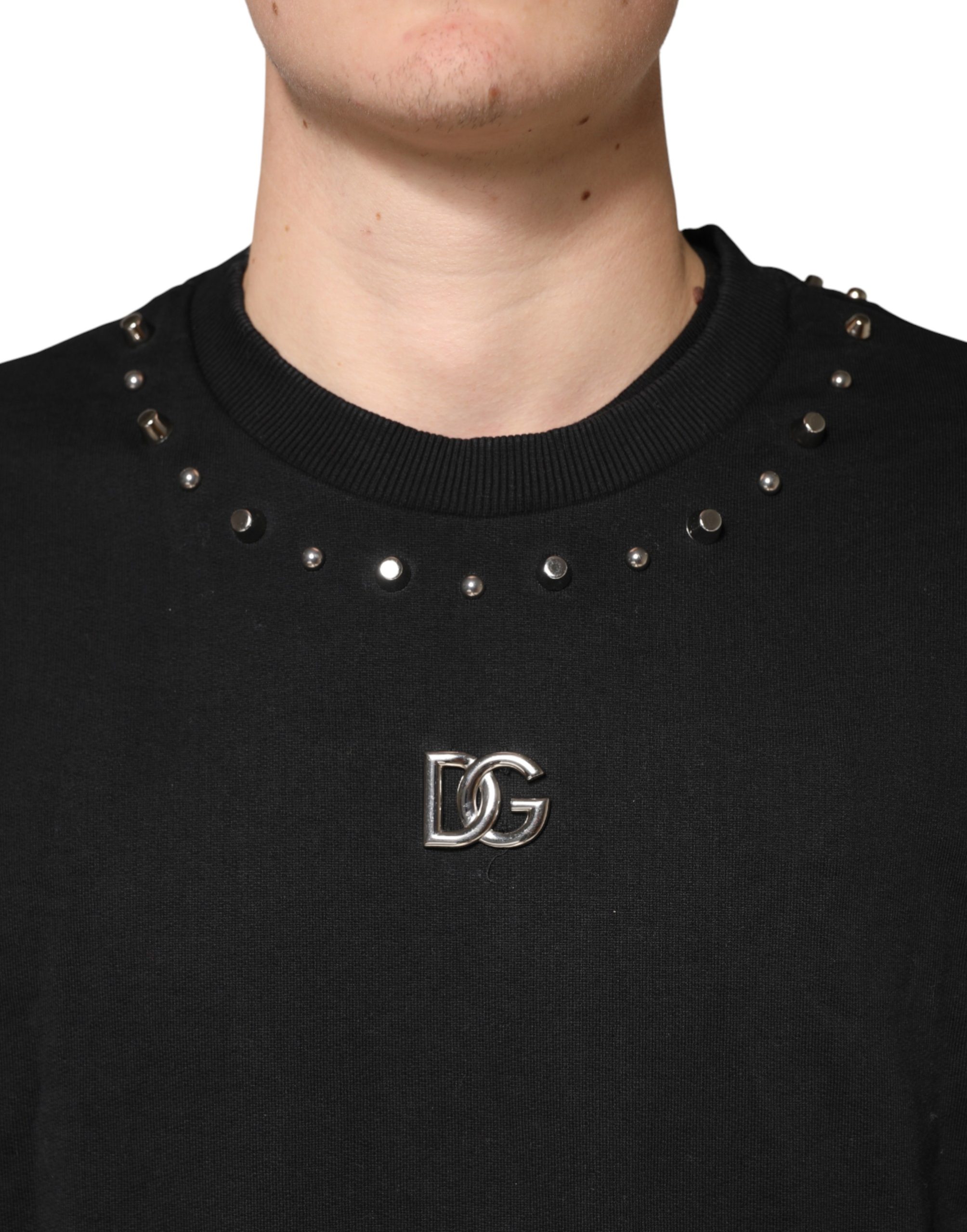 Dolce & Gabbana Black Embellished Cotton Sweatshirt Sweater - Image 5