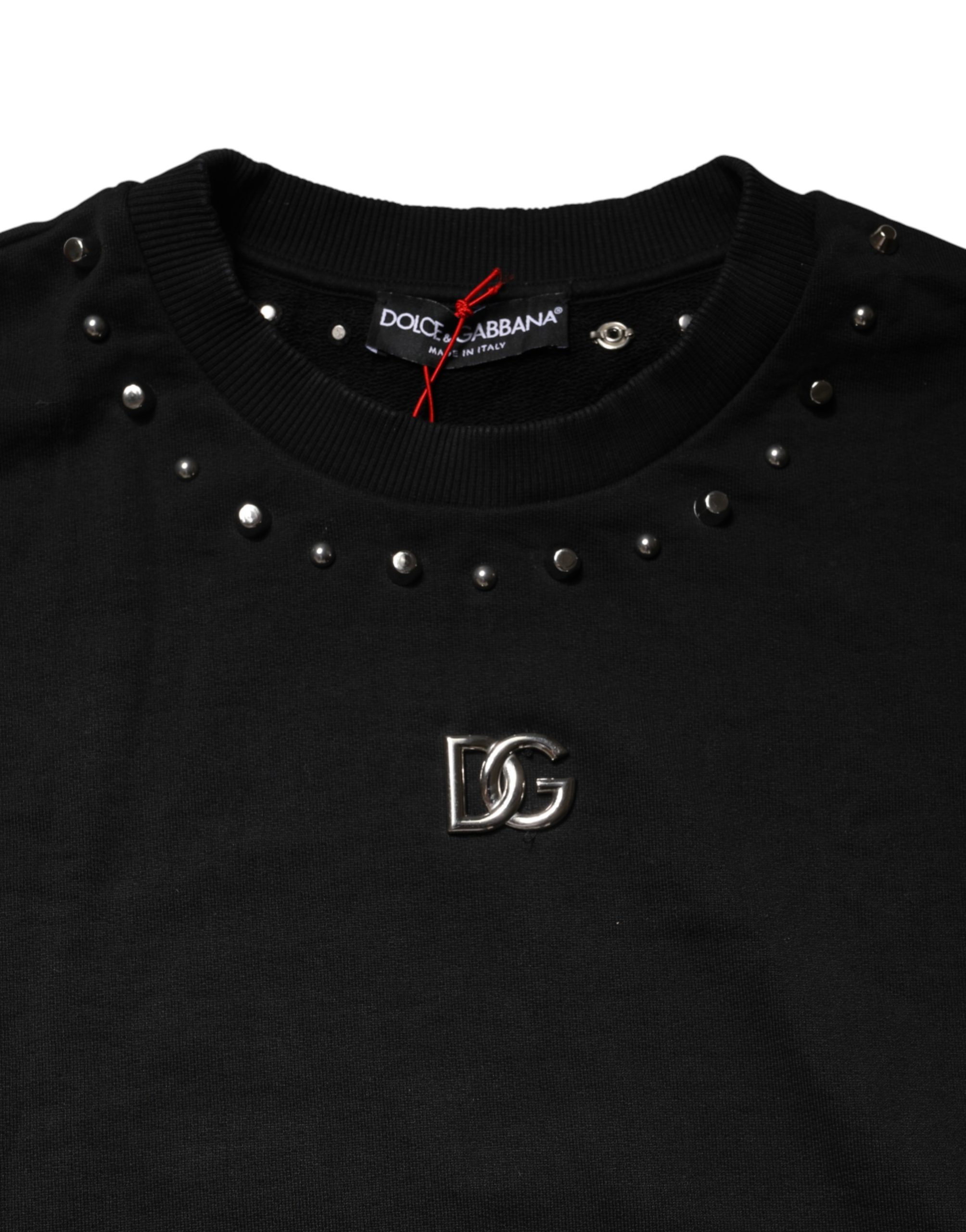 Dolce & Gabbana Black Embellished Cotton Sweatshirt Sweater - Image 7