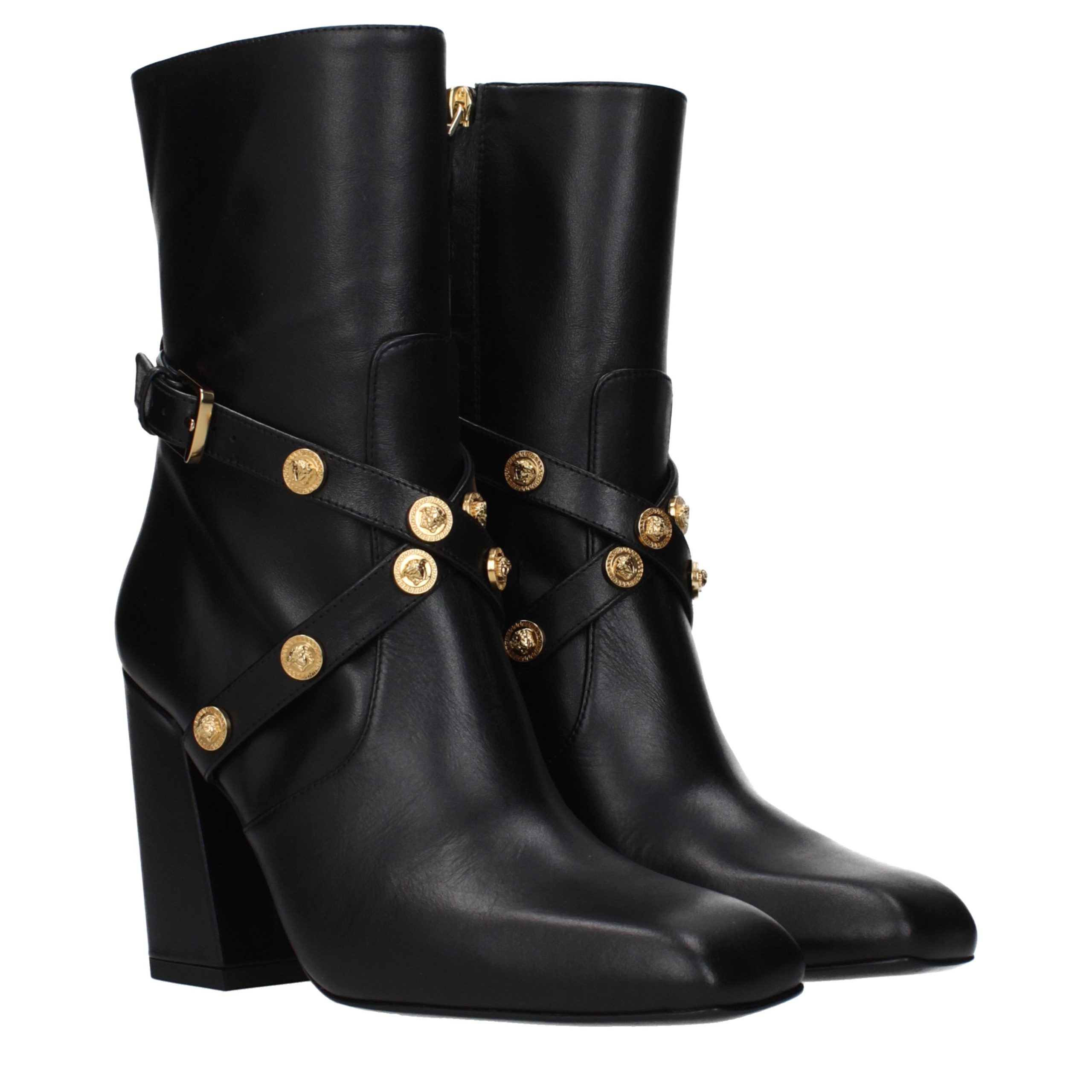 Versace Black Leather Ankle Boots - Image 2