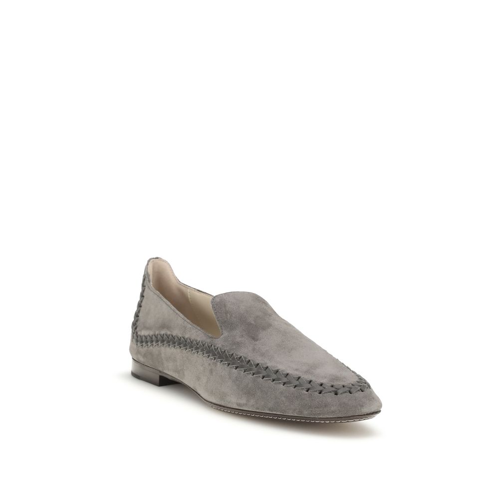 Giorgio Armani Gray Calf Leather Bos Taurus Slip-On Loafers - Image 2
