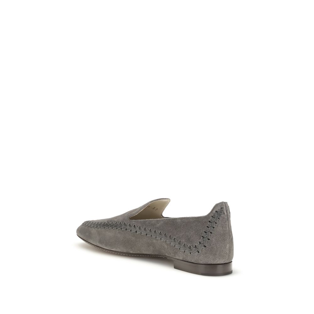 Giorgio Armani Gray Calf Leather Bos Taurus Slip-On Loafers - Image 3