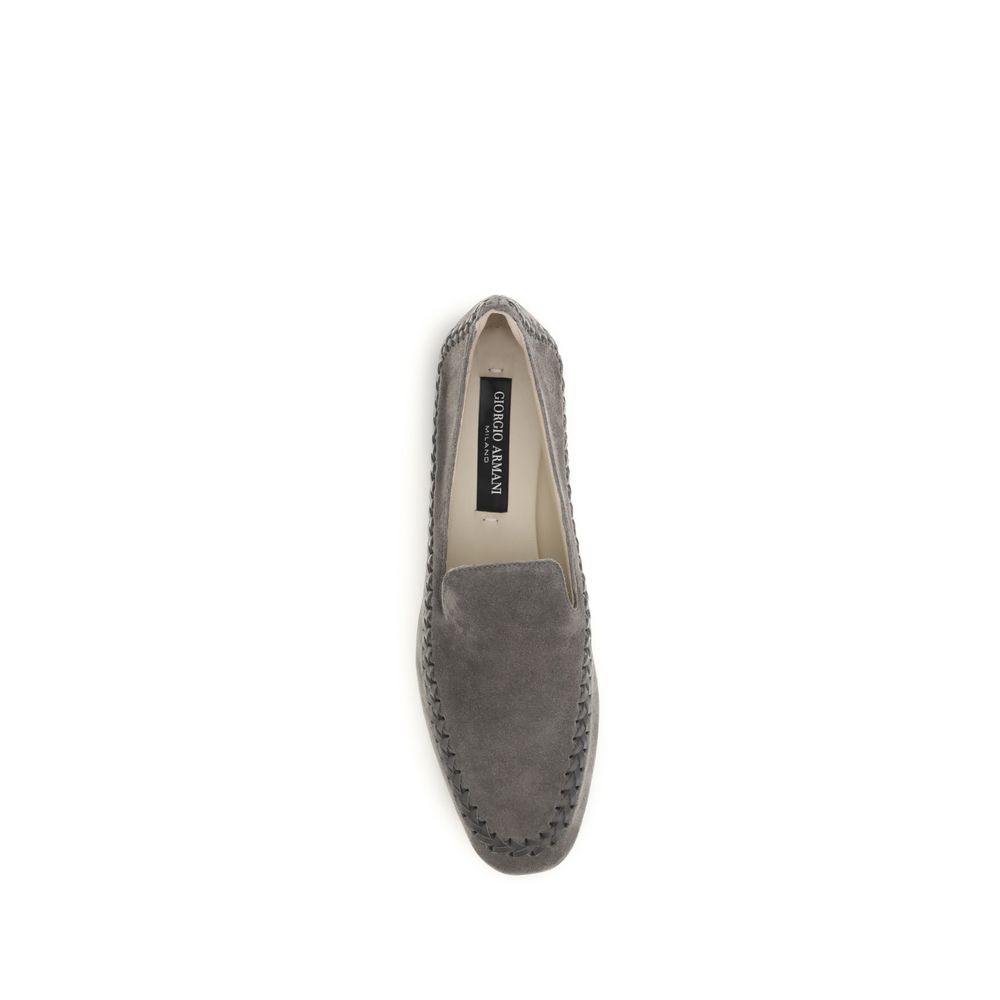 Giorgio Armani Gray Calf Leather Bos Taurus Slip-On Loafers - Image 4
