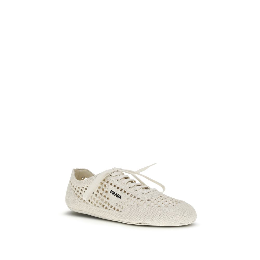Prada Beige Fabric Low Top Sneakers - Image 2