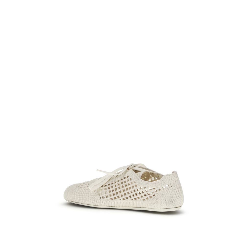 Prada Beige Fabric Low Top Sneakers - Image 3