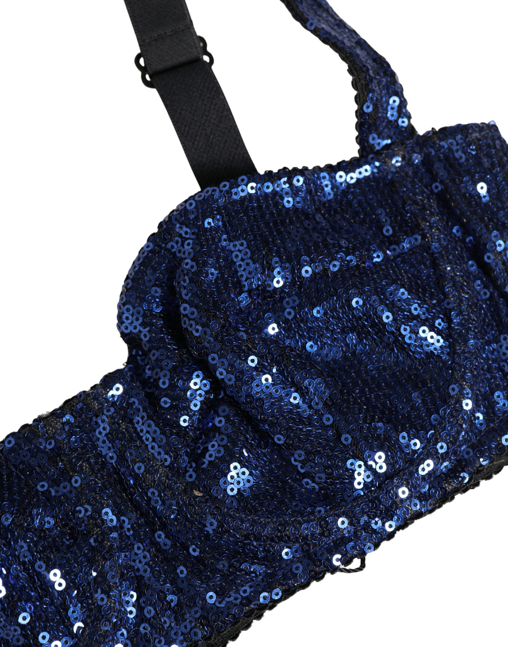Dolce & Gabbana Blue Sequined Nyon Balconnet Bra Underwear - Image 3