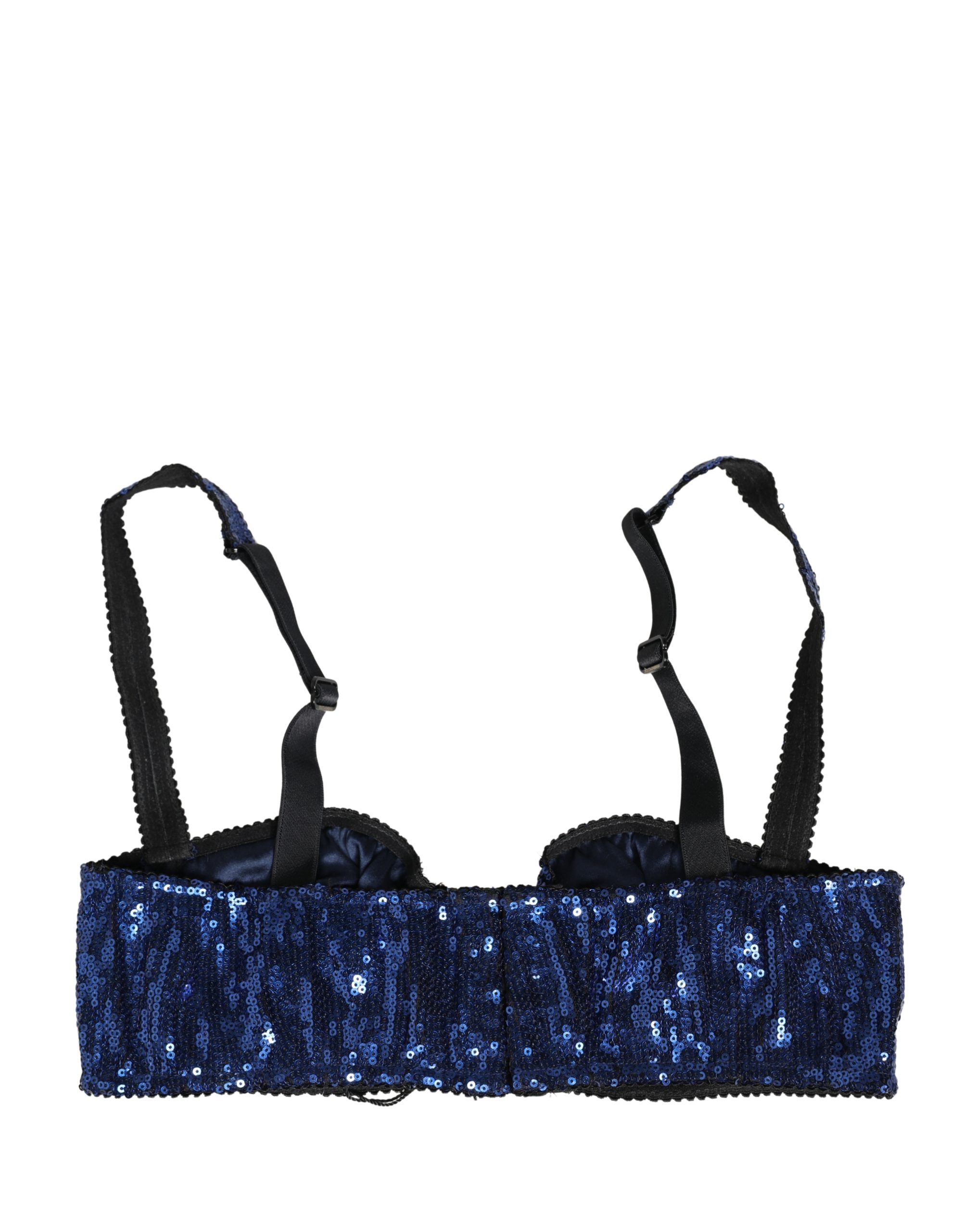 Dolce & Gabbana Blue Sequined Nyon Balconnet Bra Underwear - Image 4