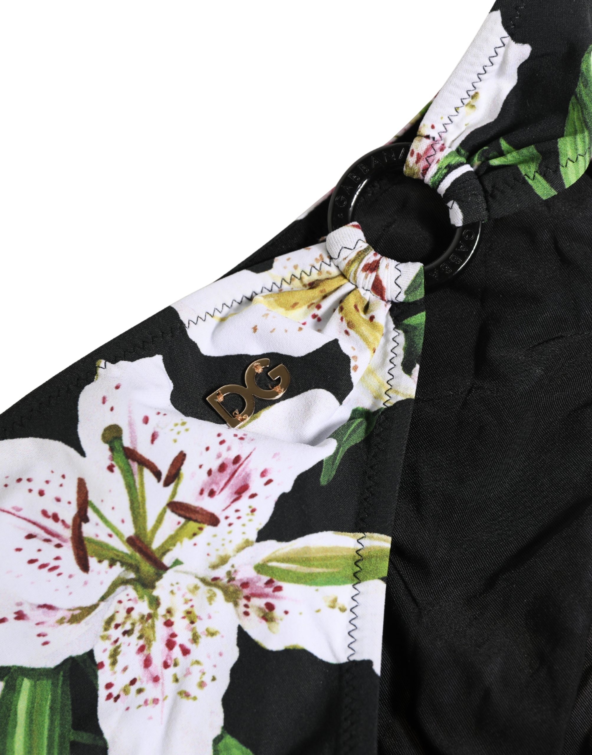 Dolce & Gabbana Black Lily Print Nylon Bottom Beachwear Swimwear - Image 3
