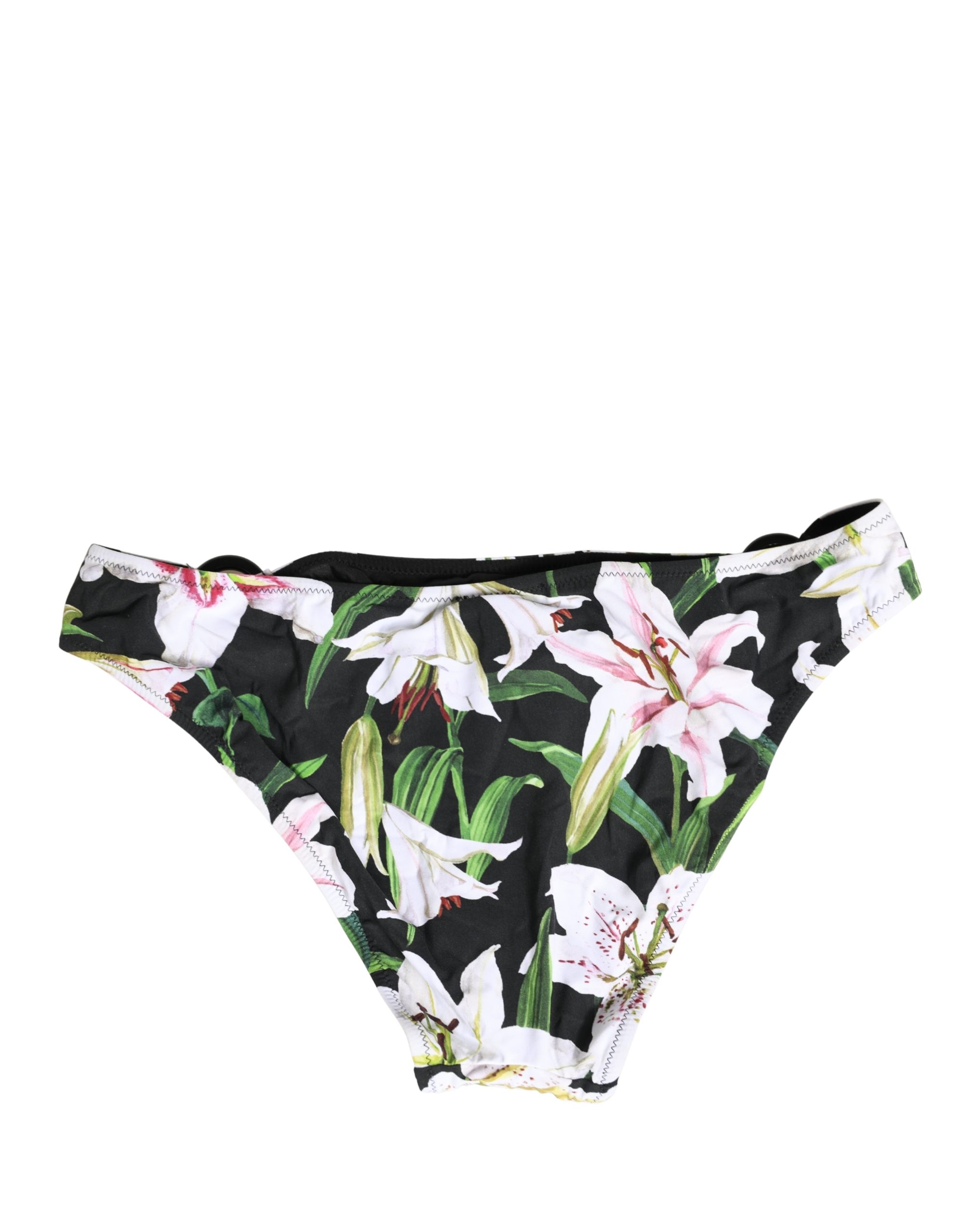 Dolce & Gabbana Black Lily Print Nylon Bottom Beachwear Swimwear - Image 4