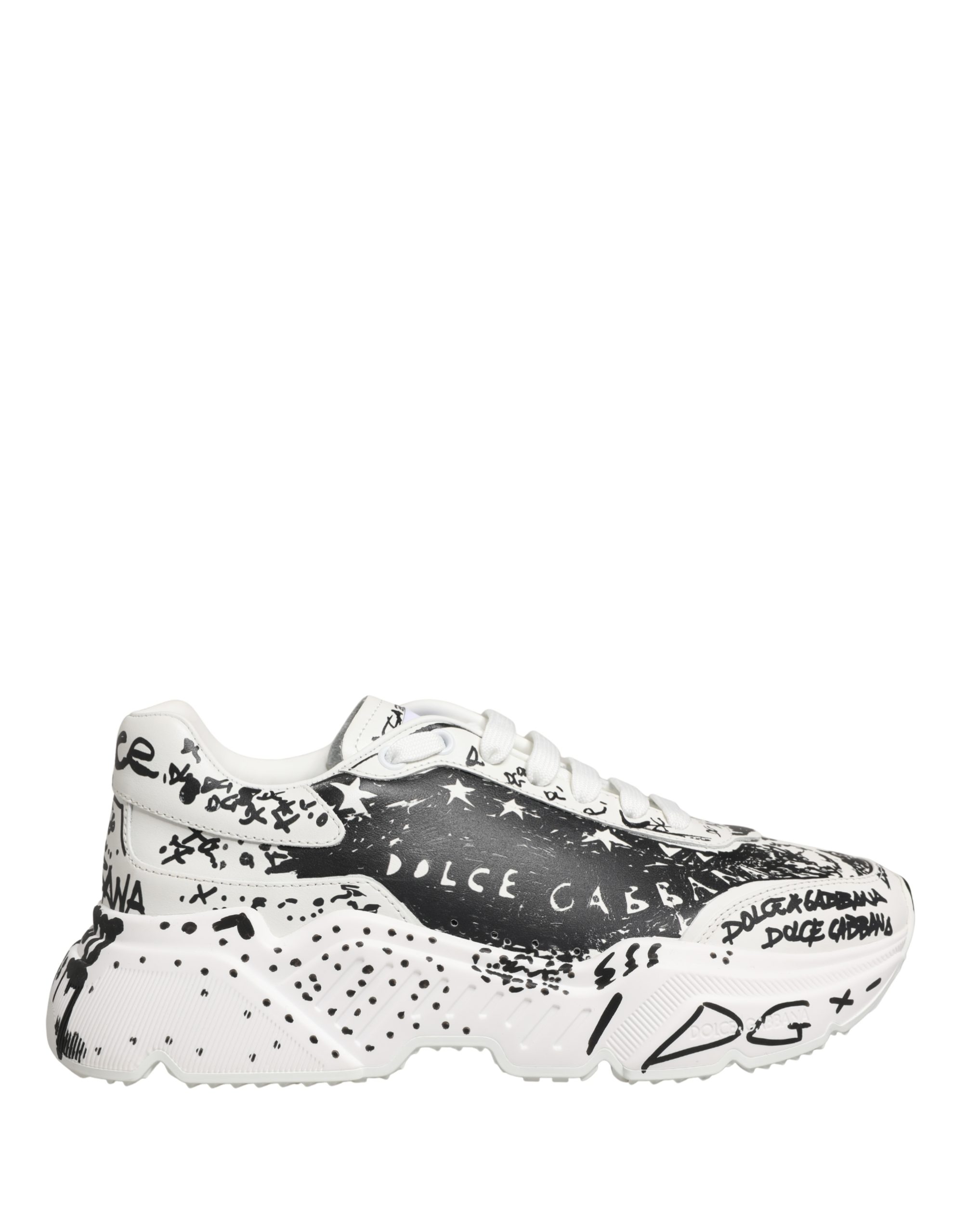 Dolce & Gabbana White Daymaster Graffiti Low Top Sneakers Shoes - Image 2