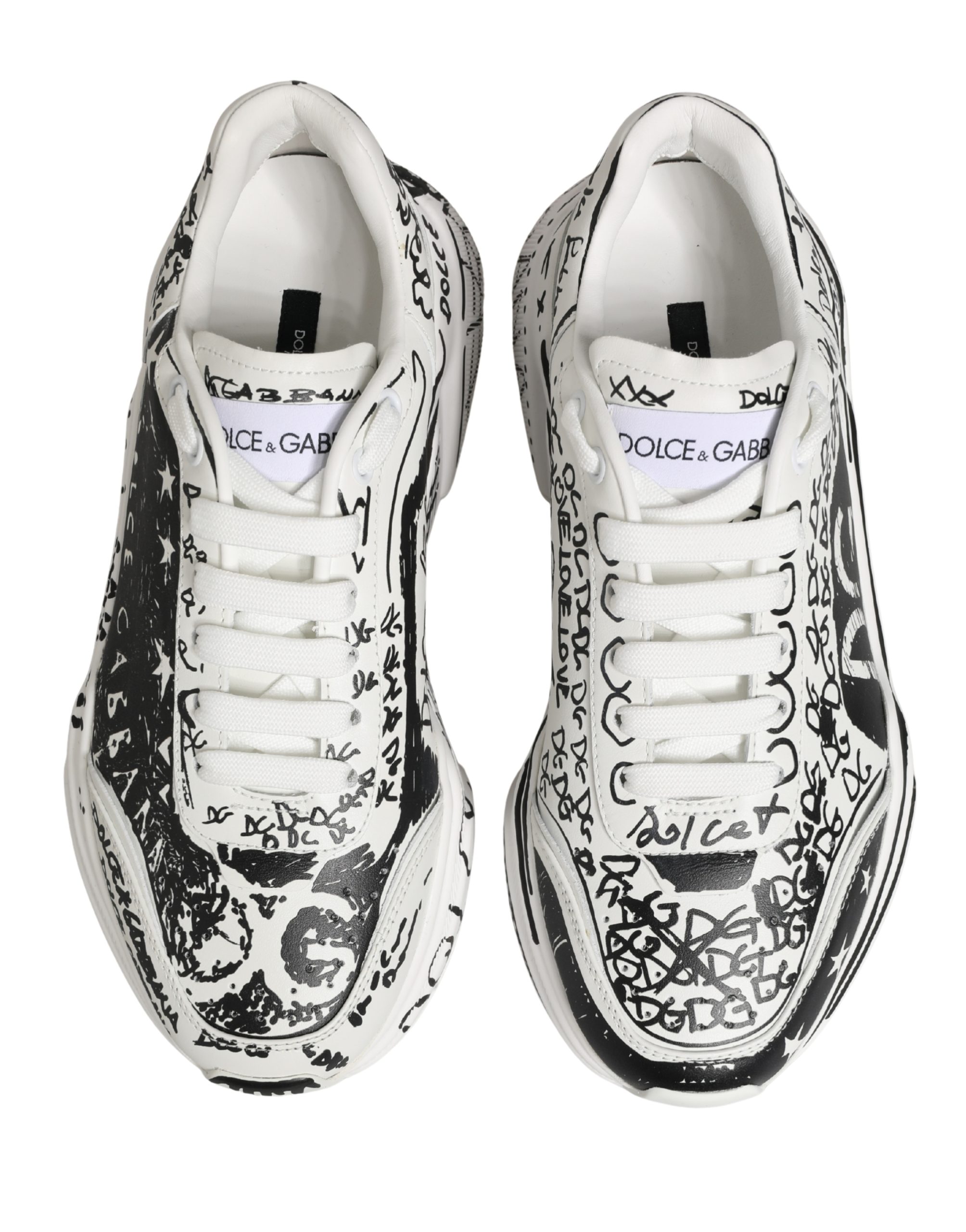 Dolce & Gabbana White Daymaster Graffiti Low Top Sneakers Shoes - Image 6