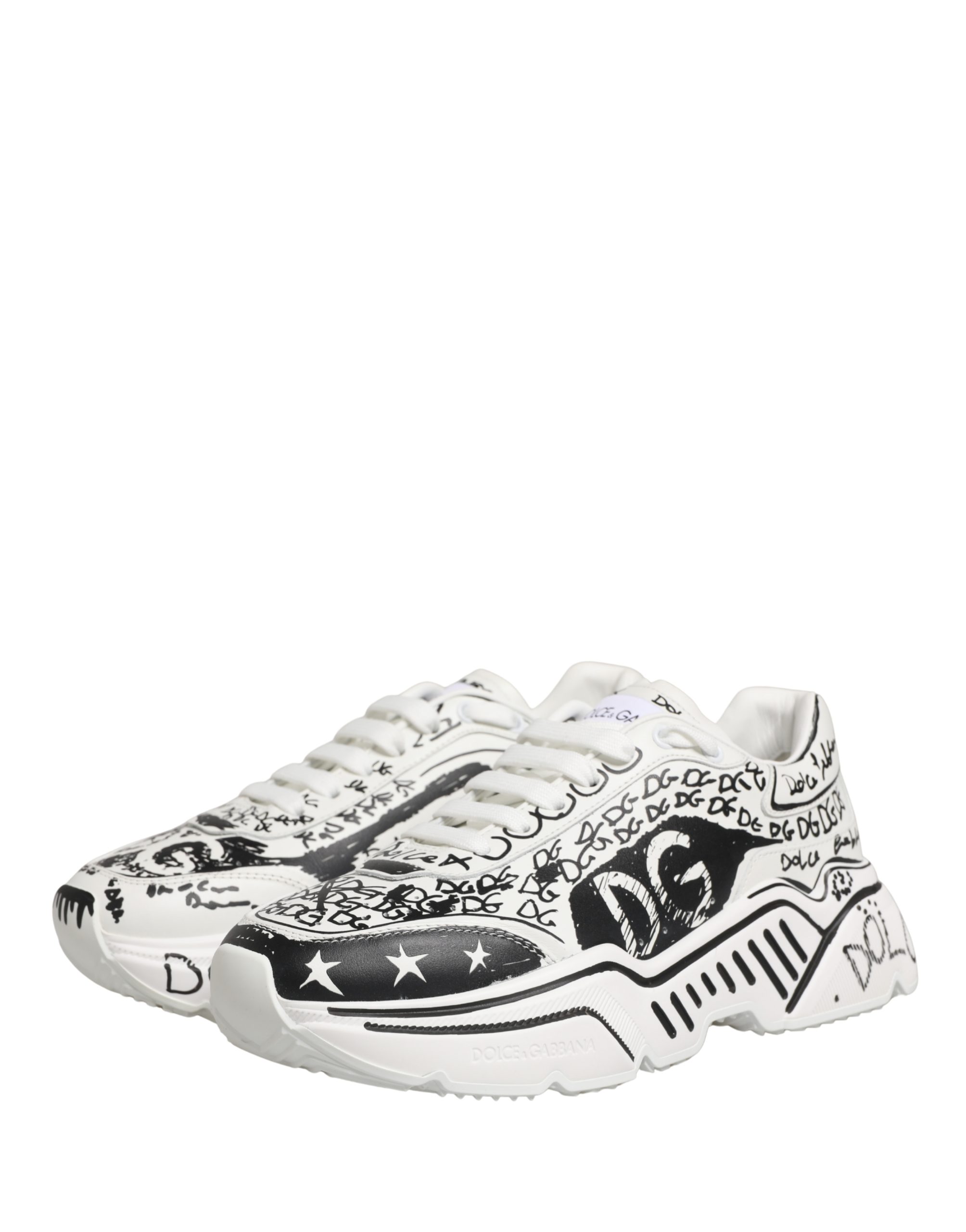 Dolce & Gabbana White Daymaster Graffiti Low Top Sneakers Shoes - Image 7