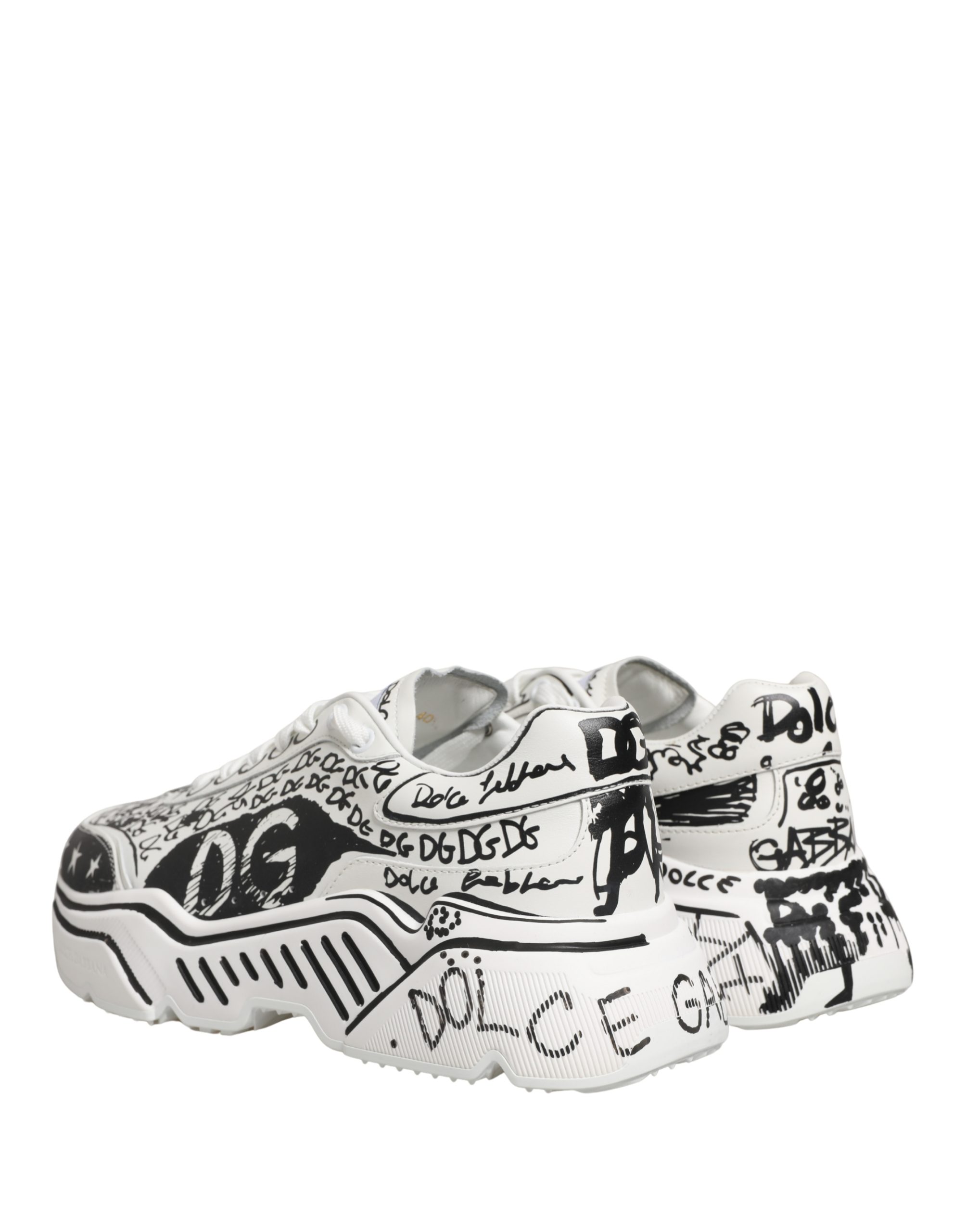 Dolce & Gabbana White Daymaster Graffiti Low Top Sneakers Shoes - Image 8