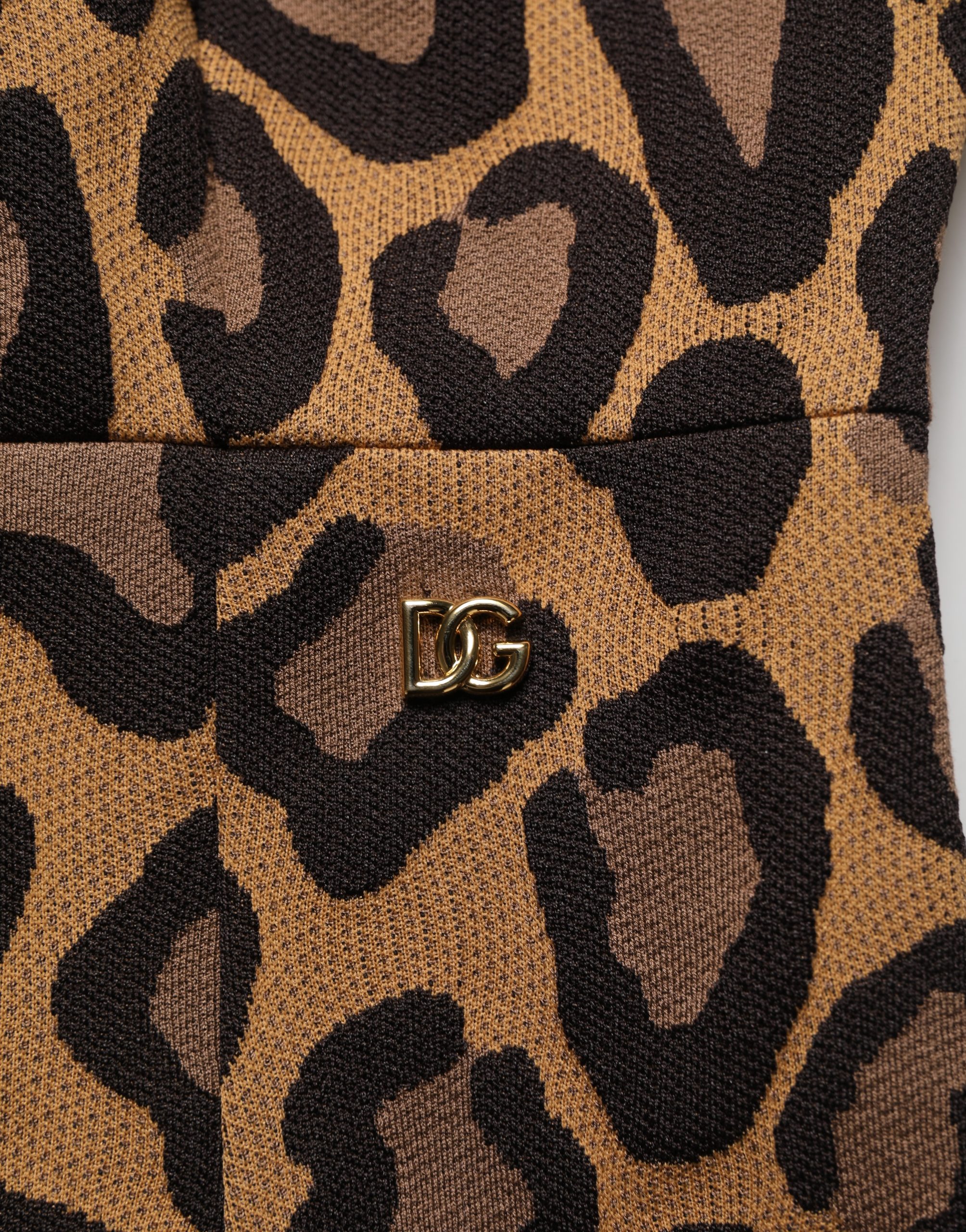 Dolce & Gabbana Brown Leopard Jacquard Knee Length Dress - Image 2