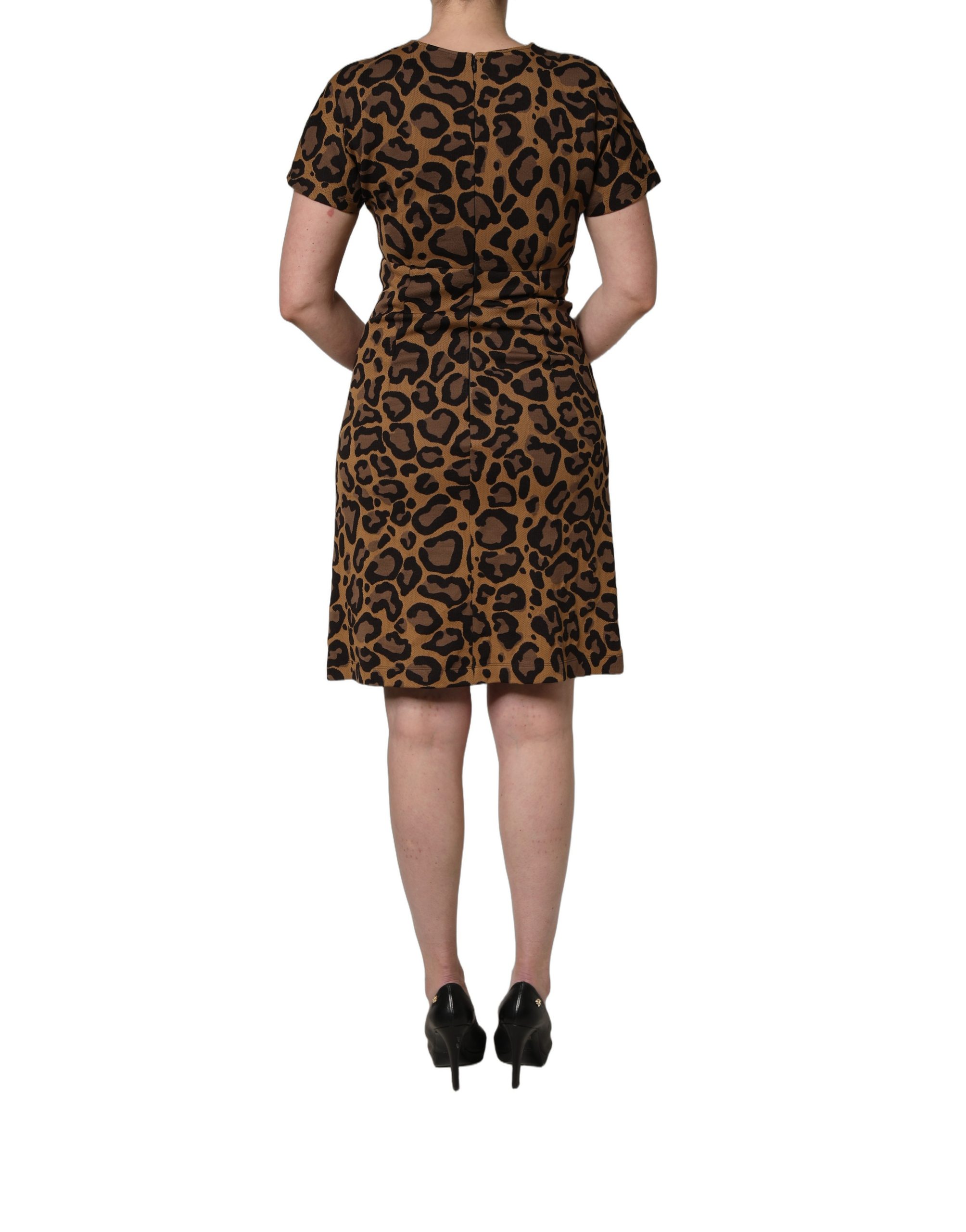 Dolce & Gabbana Brown Leopard Jacquard Knee Length Dress - Image 6