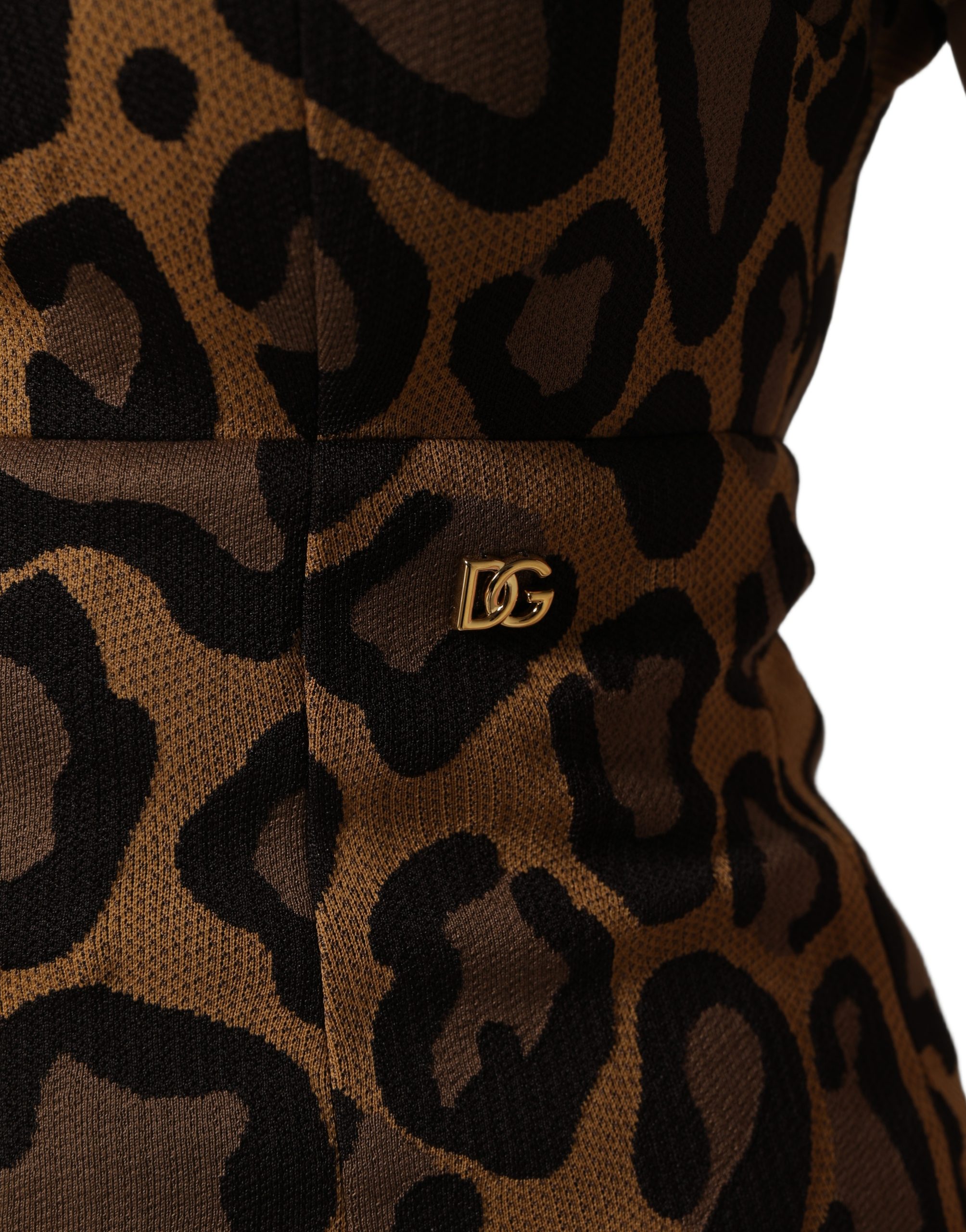 Dolce & Gabbana Brown Leopard Jacquard Knee Length Dress - Image 8
