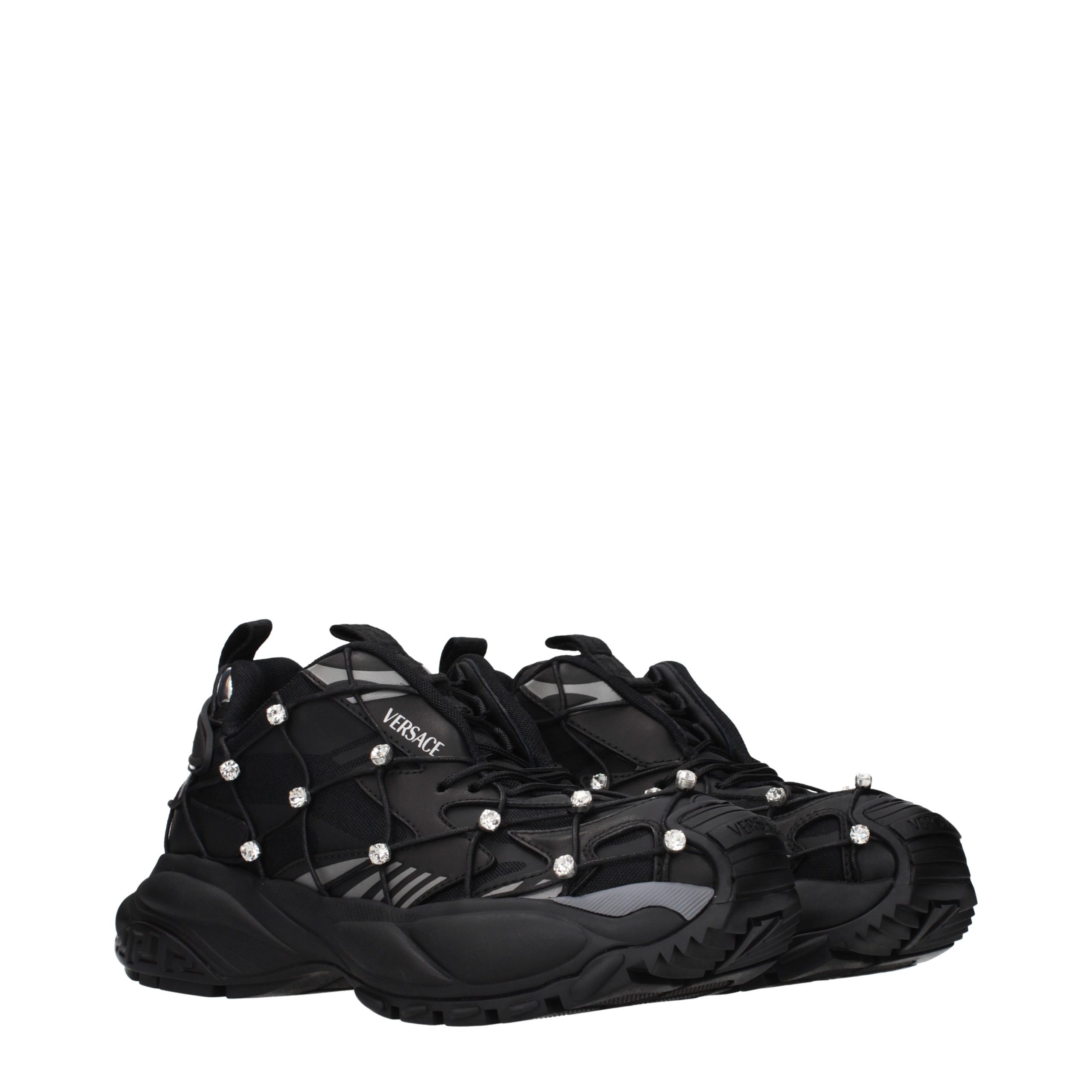 Versace Black Fabric Chunky Sneakers - Image 2
