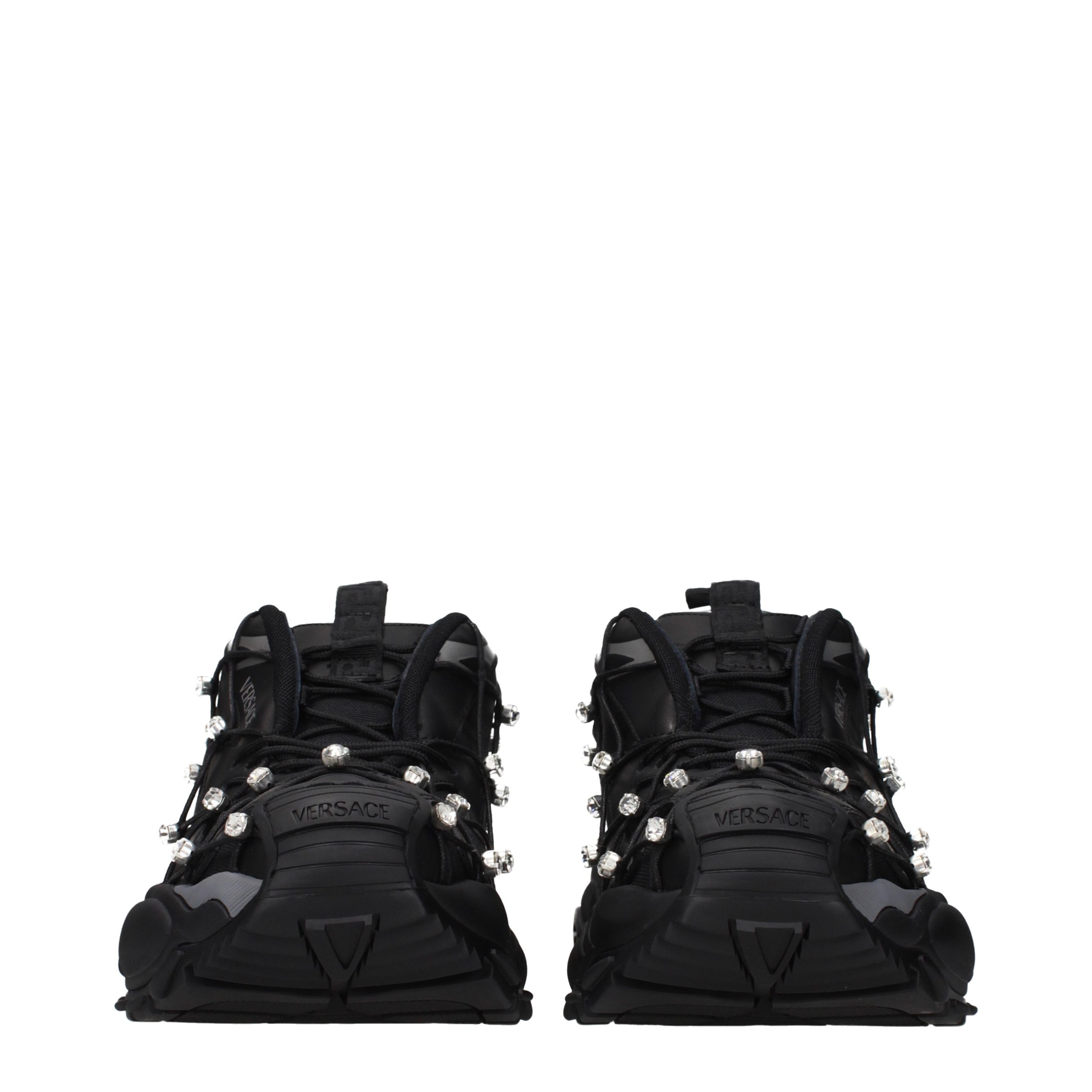 Versace Black Fabric Chunky Sneakers - Image 3