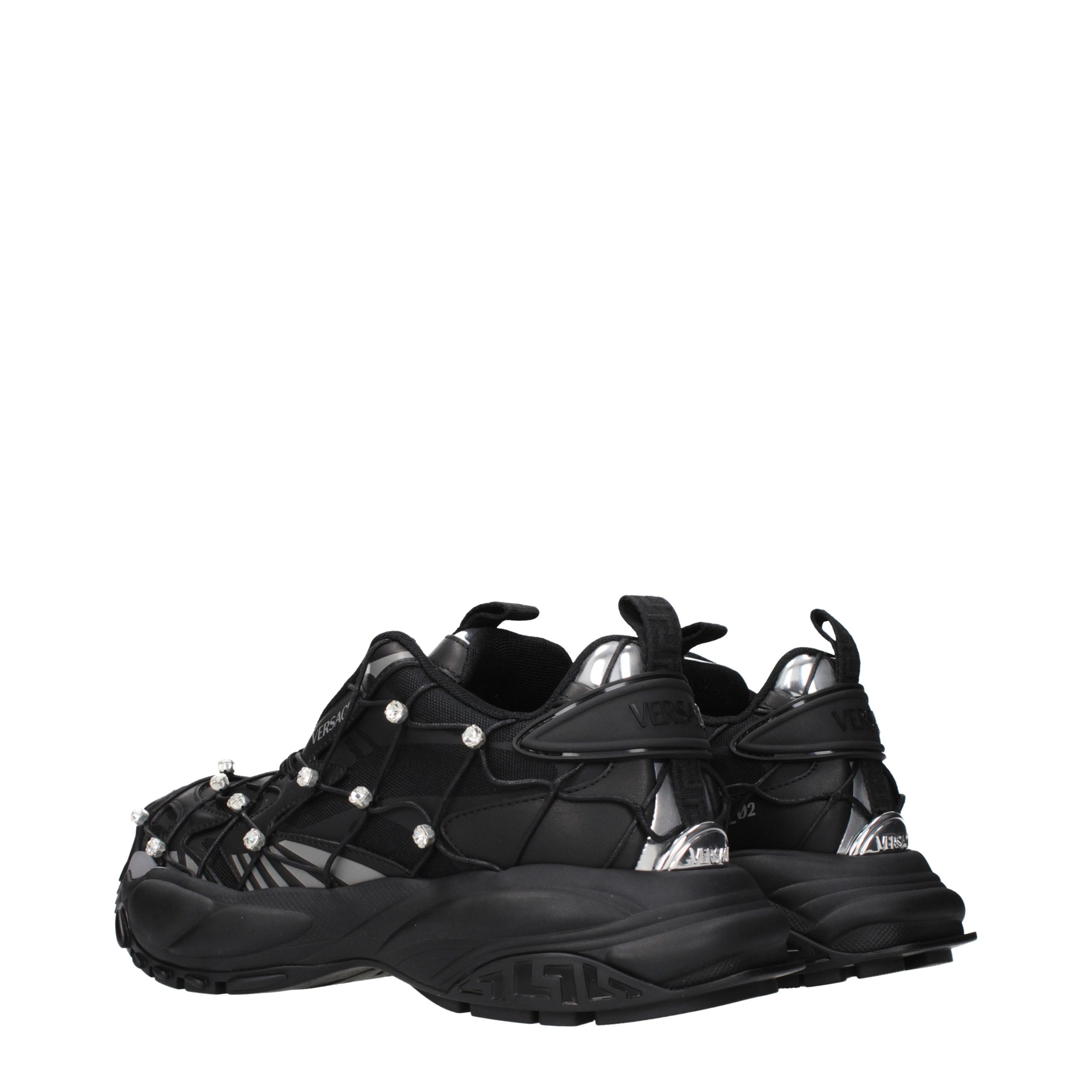 Versace Black Fabric Chunky Sneakers - Image 4