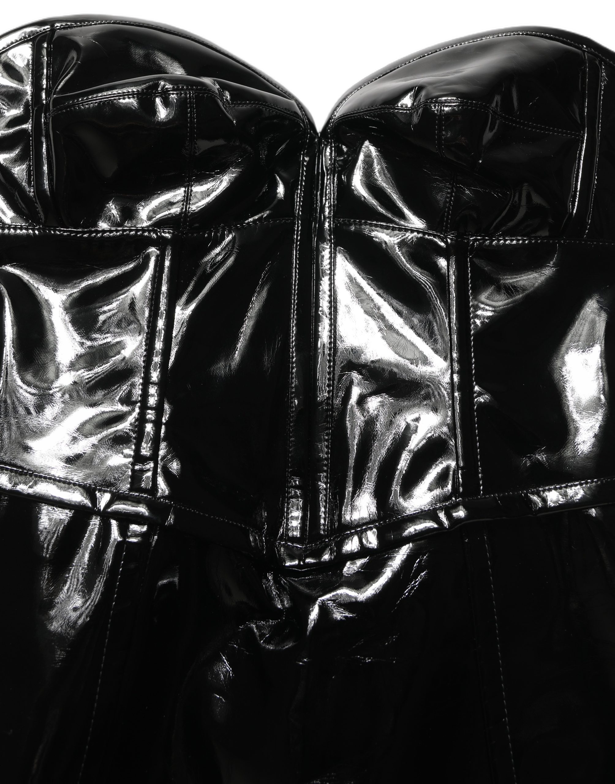 Dolce & Gabbana Black Patent Leather Corset Style Mini Dress