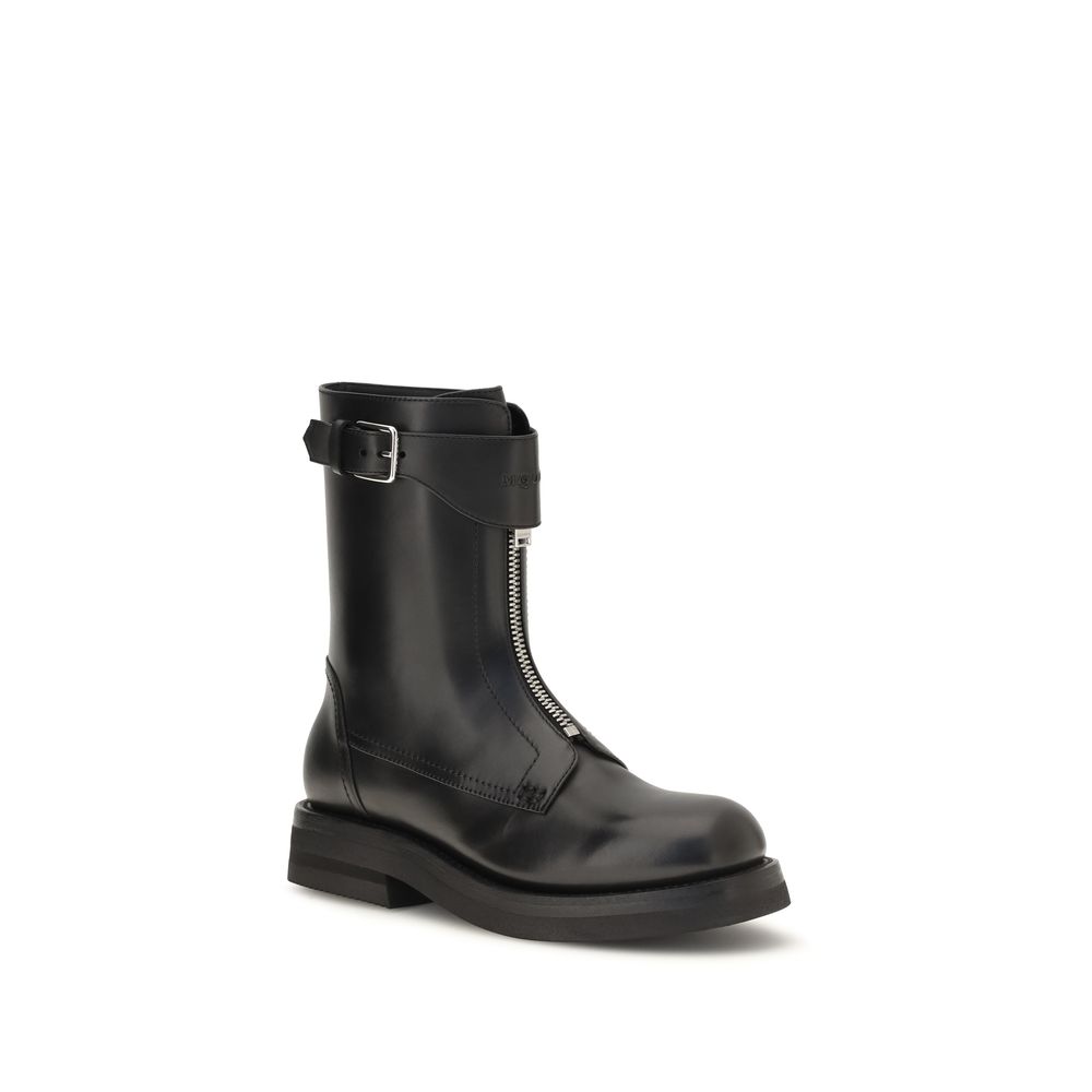 Alexander McQueen Black Calf Leather Bos Taurus Lace-Up Boots - Image 2