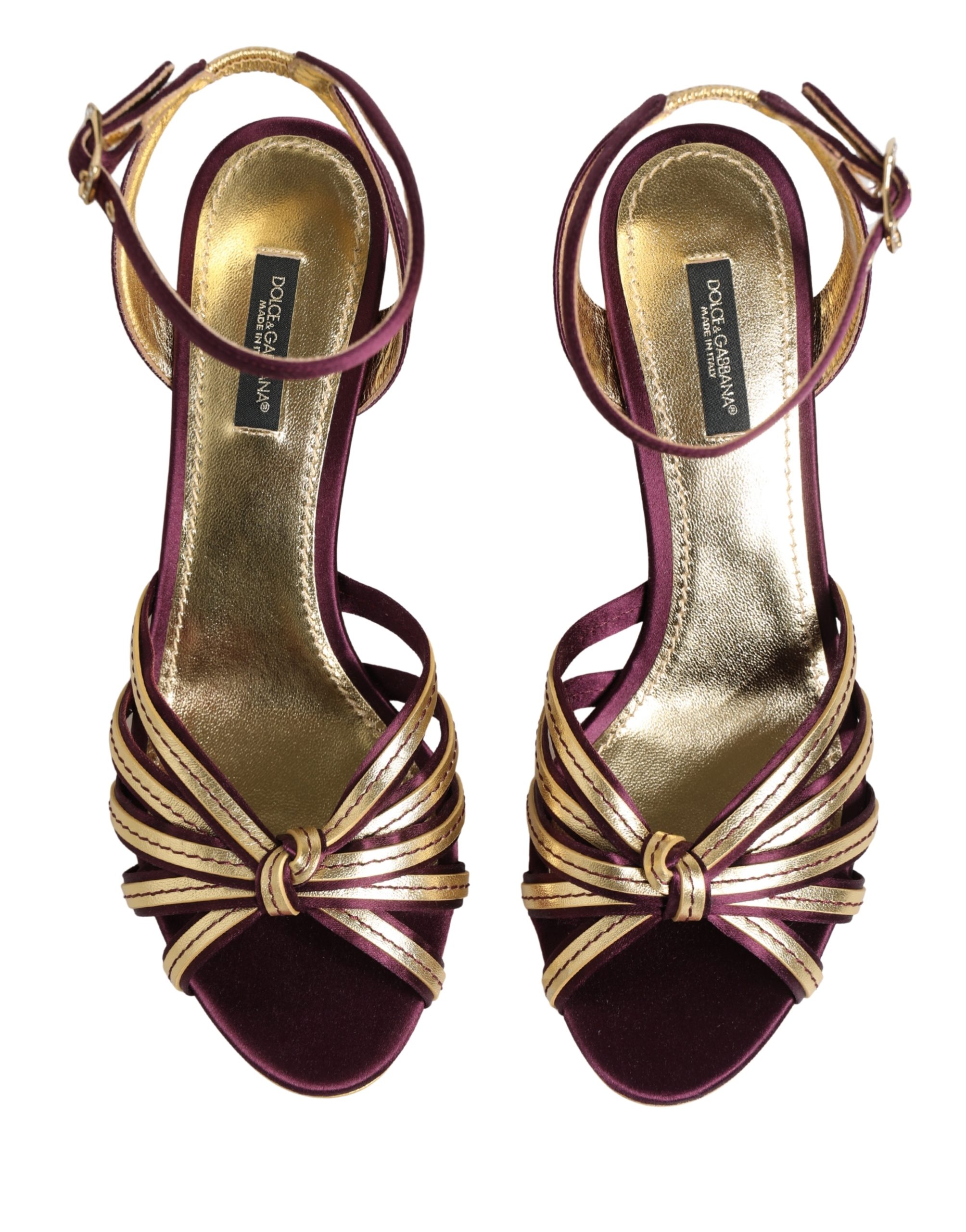 Dolce & Gabbana Purple Gold Keira Pearl Heels Sandals Shoes - Image 3