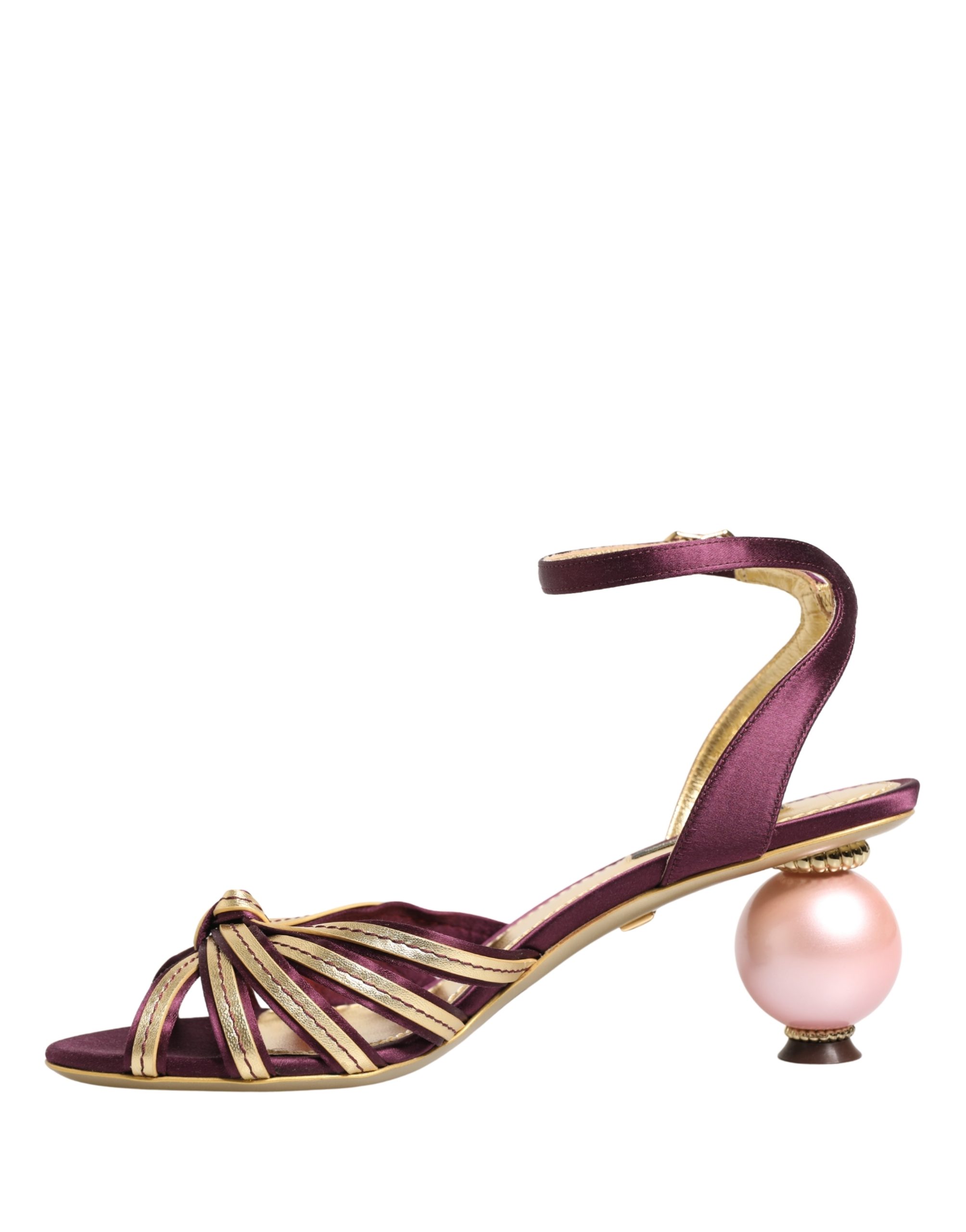Dolce & Gabbana Purple Gold Keira Pearl Heels Sandals Shoes - Image 6