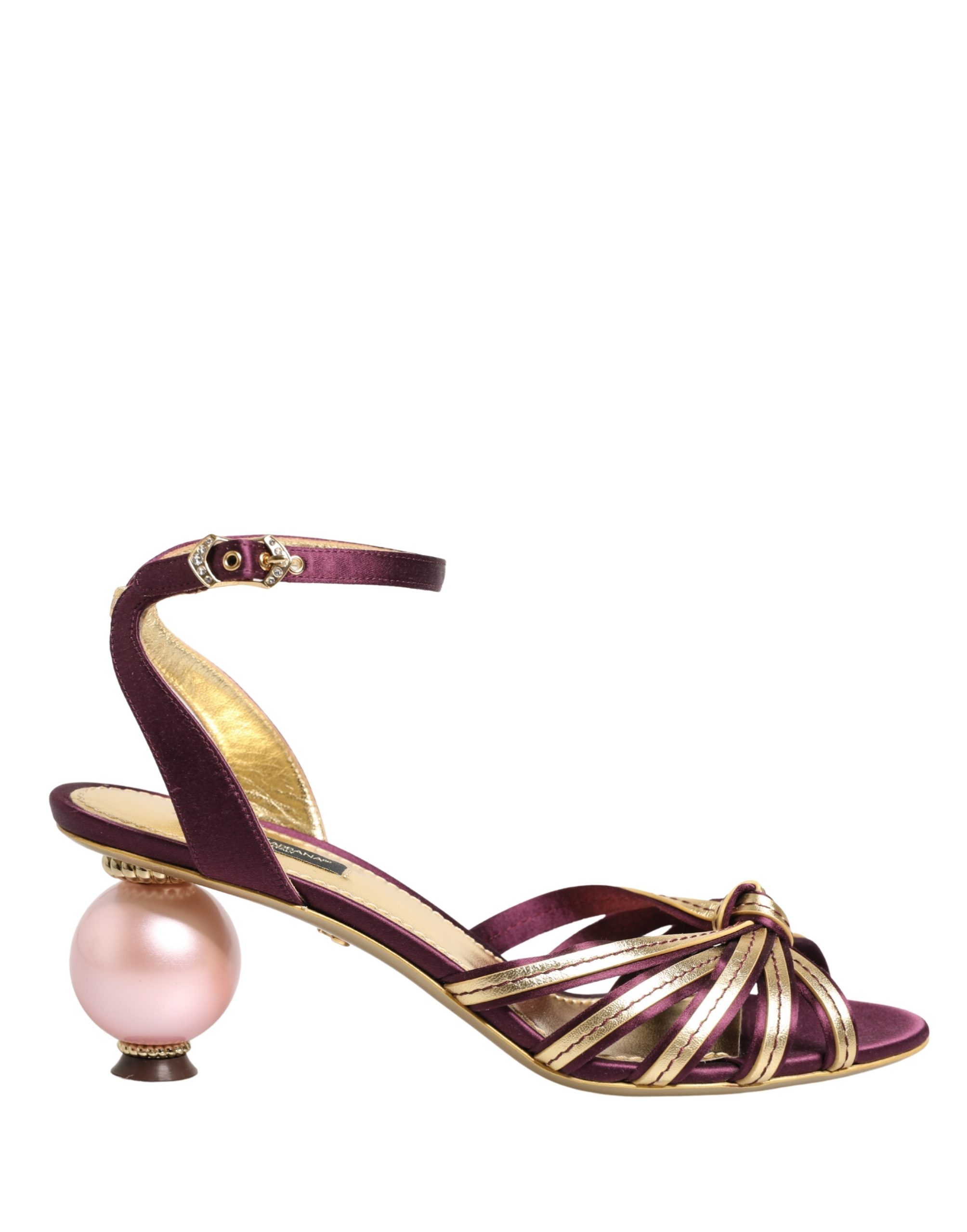 Dolce & Gabbana Purple Gold Keira Pearl Heels Sandals Shoes - Image 7