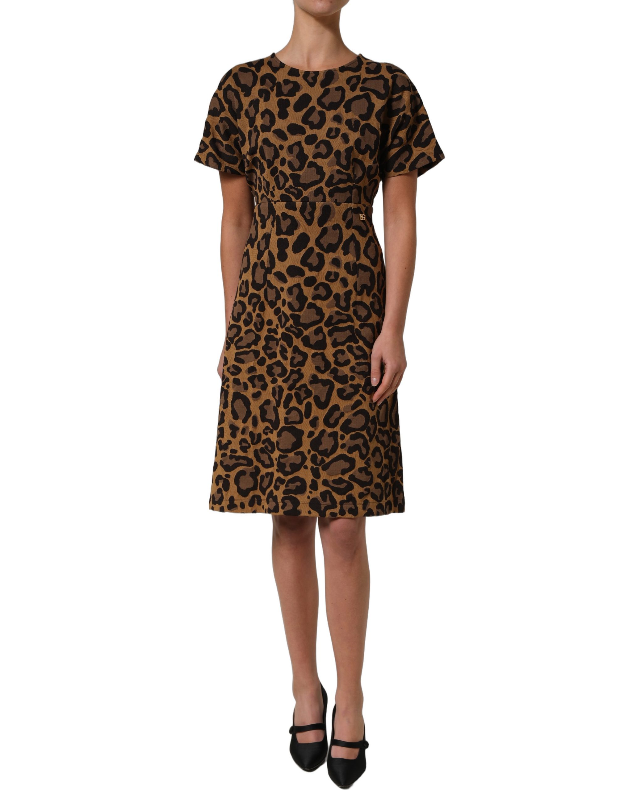 Dolce & Gabbana Brown LeopardPrint Flared A-line Mini Dress - Image 2