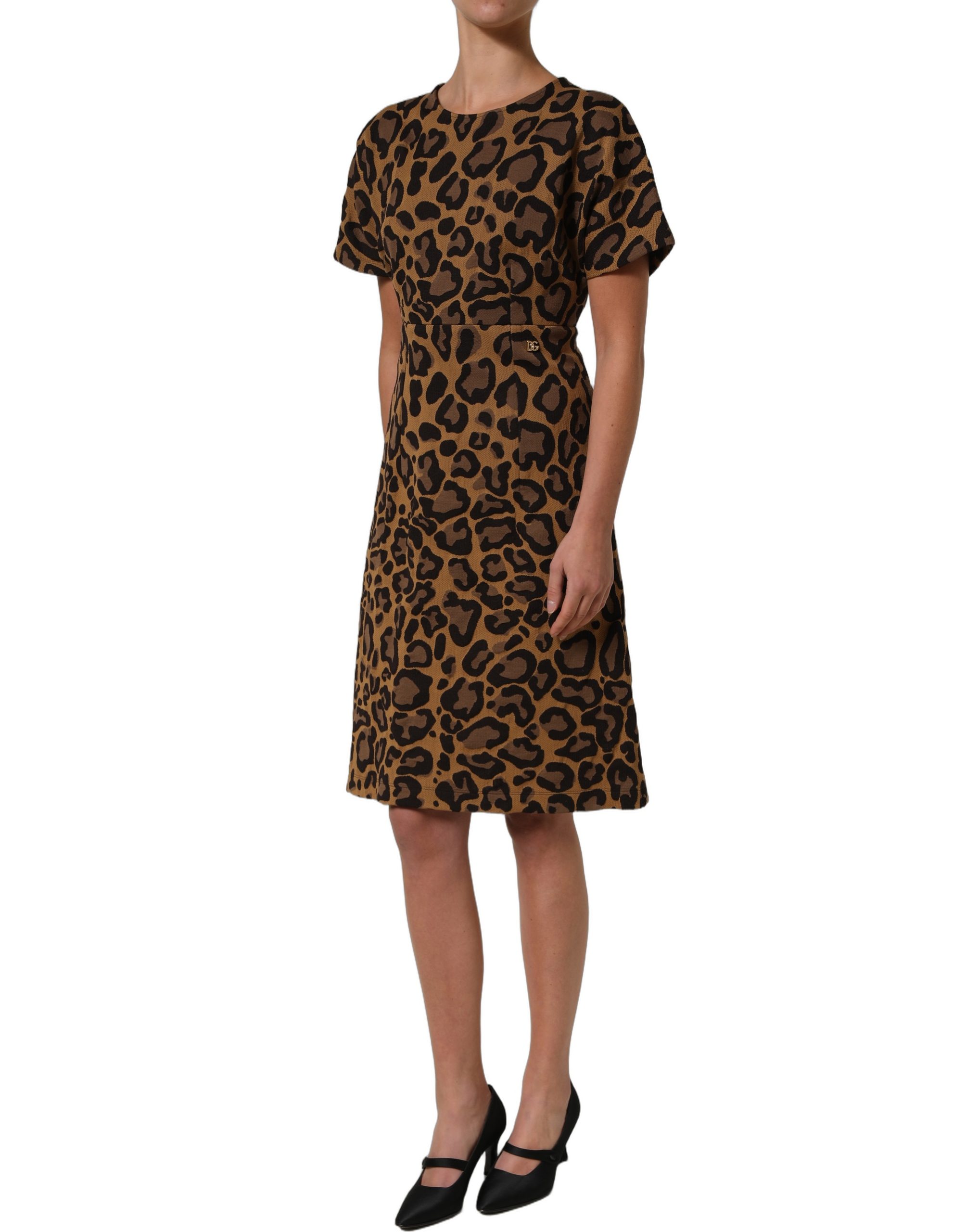 Dolce & Gabbana Brown LeopardPrint Flared A-line Mini Dress - Image 4