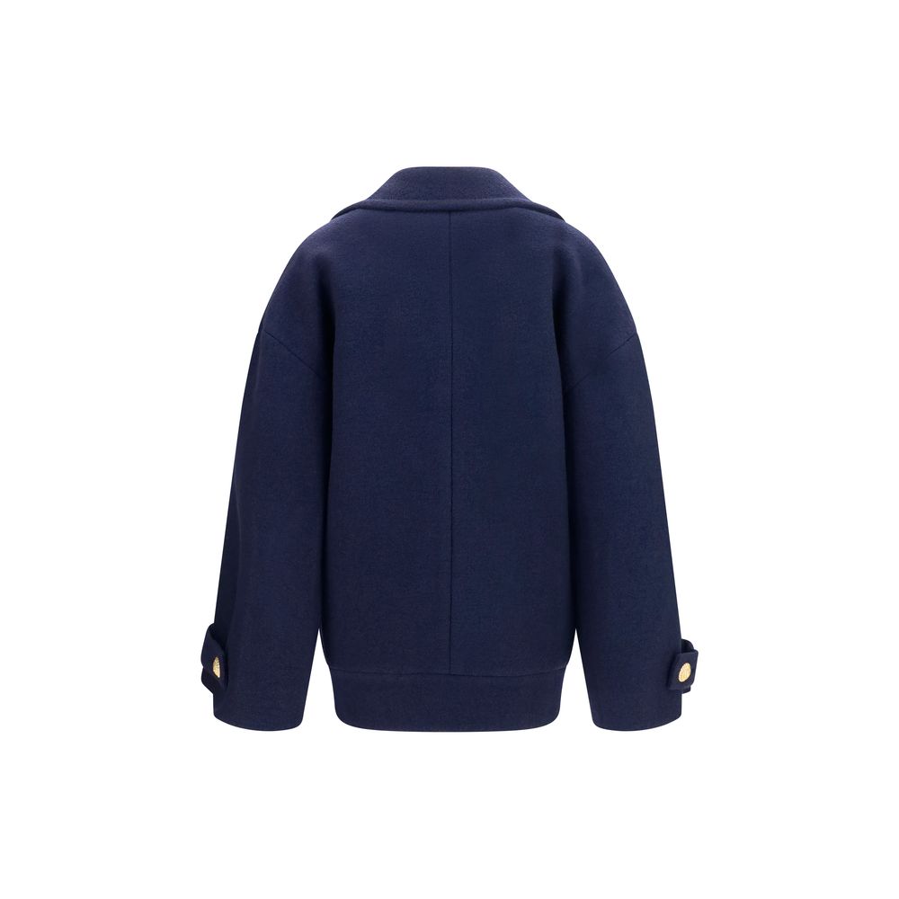 Balmain Blue Wool Oves Aries Coat - Image 2