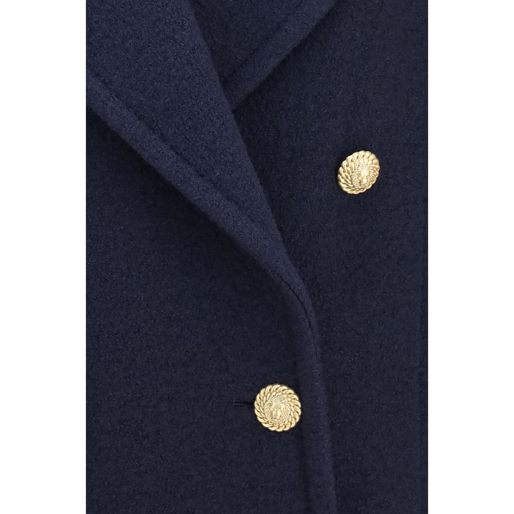 Balmain Blue Wool Oves Aries Coat - Image 3