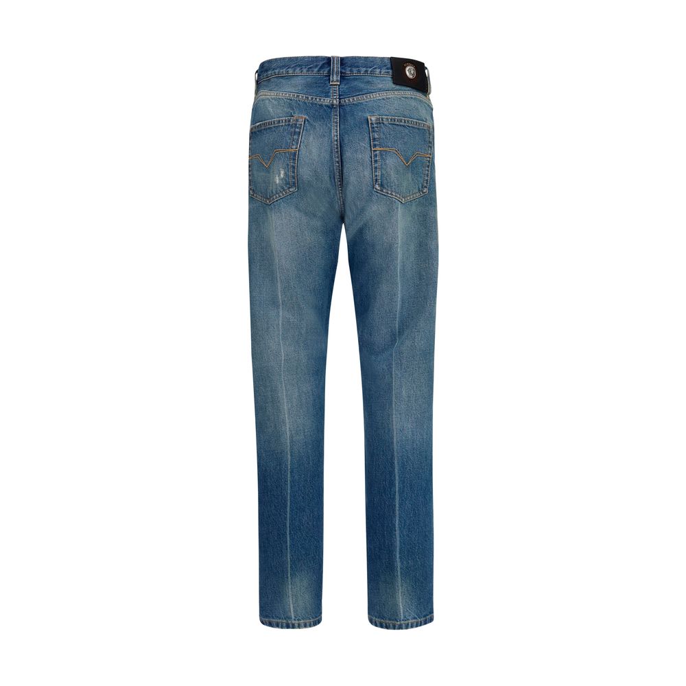 Versace Blue Cotton Straight-Leg Jeans - Image 2